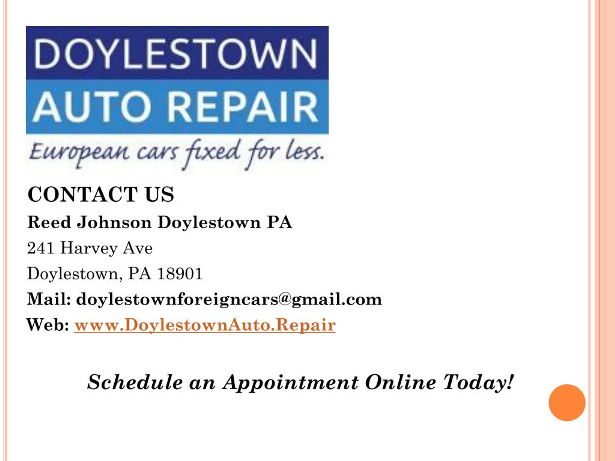 PPT Reed Johnson Doylestown PA Auto Repair PowerPoint Presentation, free download ID7357966