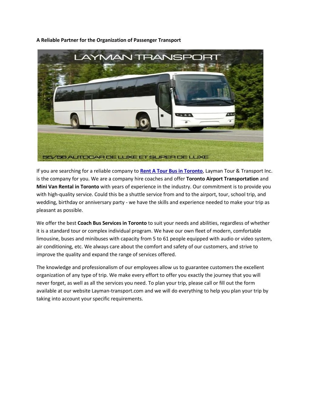 PPT Charter Buses Prices Toronto PowerPoint Presentation, free