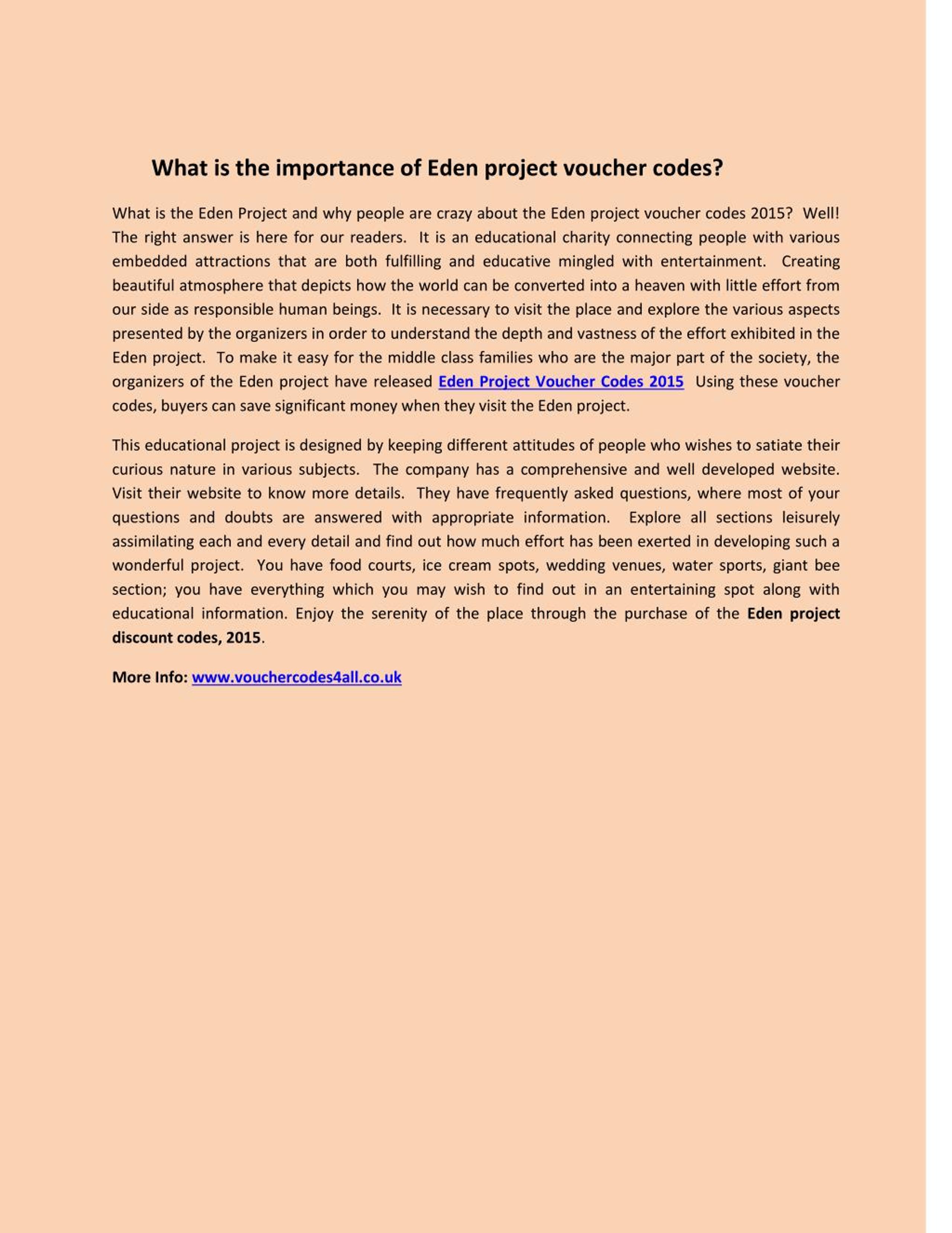 PPT What is the importance of Eden project voucher codes? PowerPoint Presentation ID7361508