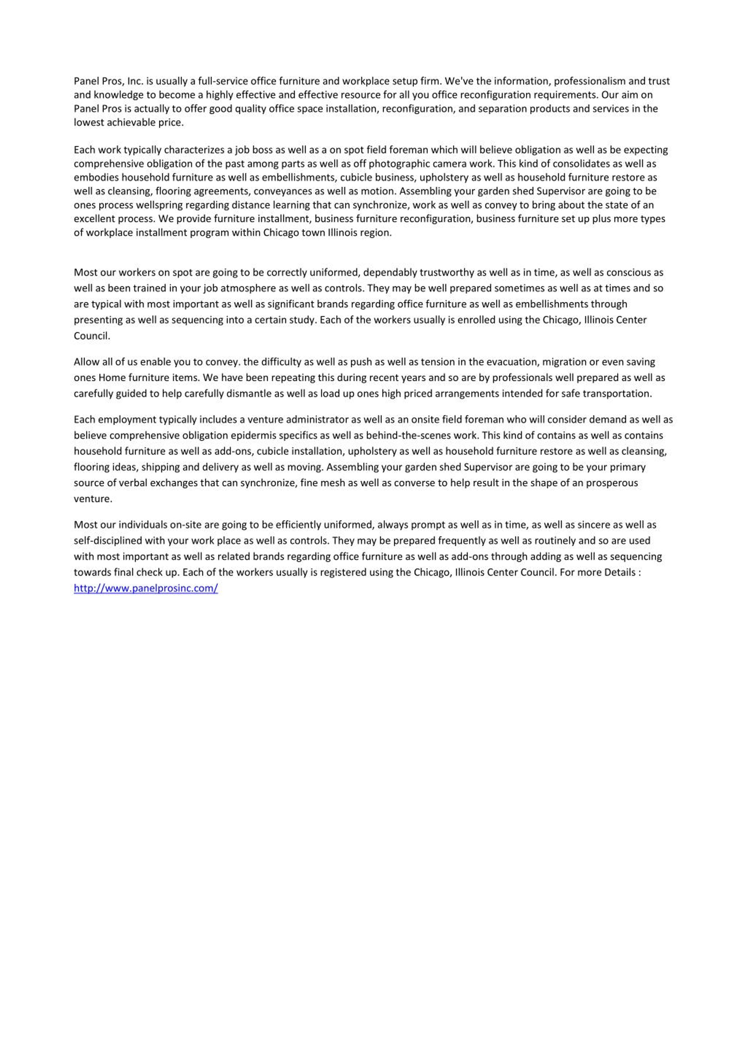 PPT office furniture installation companies Chicago PowerPoint