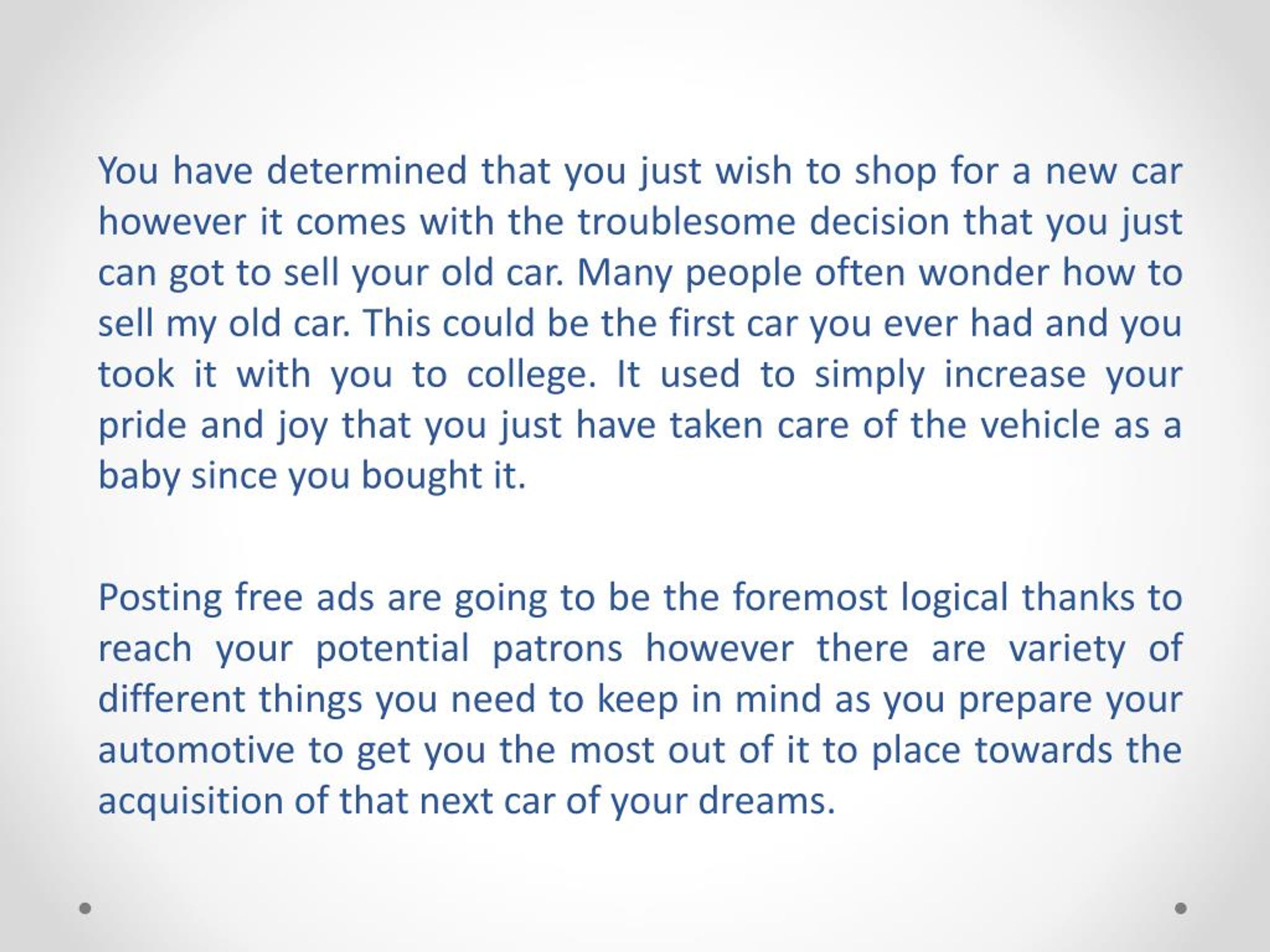 PPT Want to Sell Your Old Car? Use These Tips PowerPoint Presentation