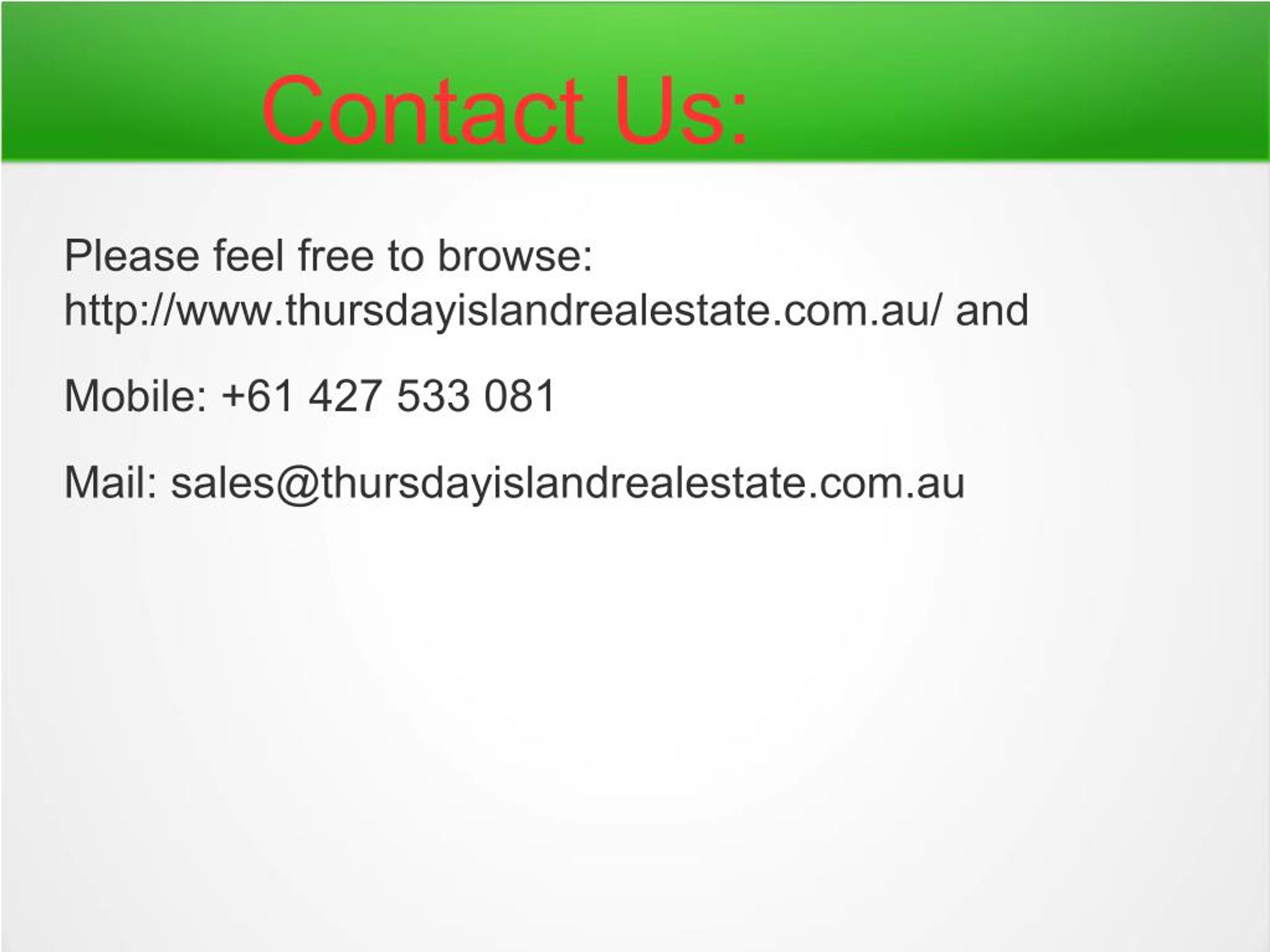 PPT Thursday Island Real Estate PowerPoint Presentation, free