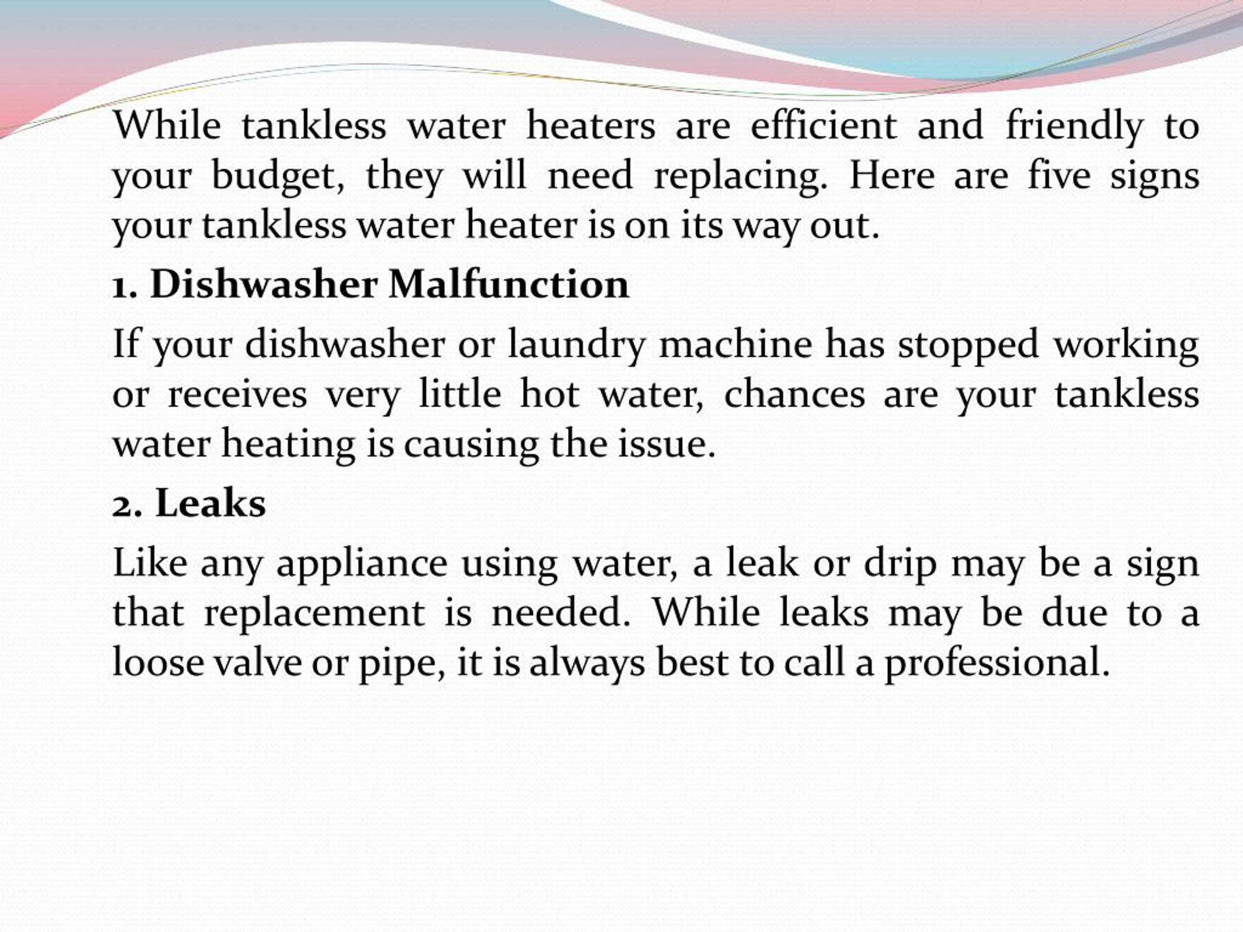 PPT Five Signs Your Tankless Water Heater Needs to be Replaced