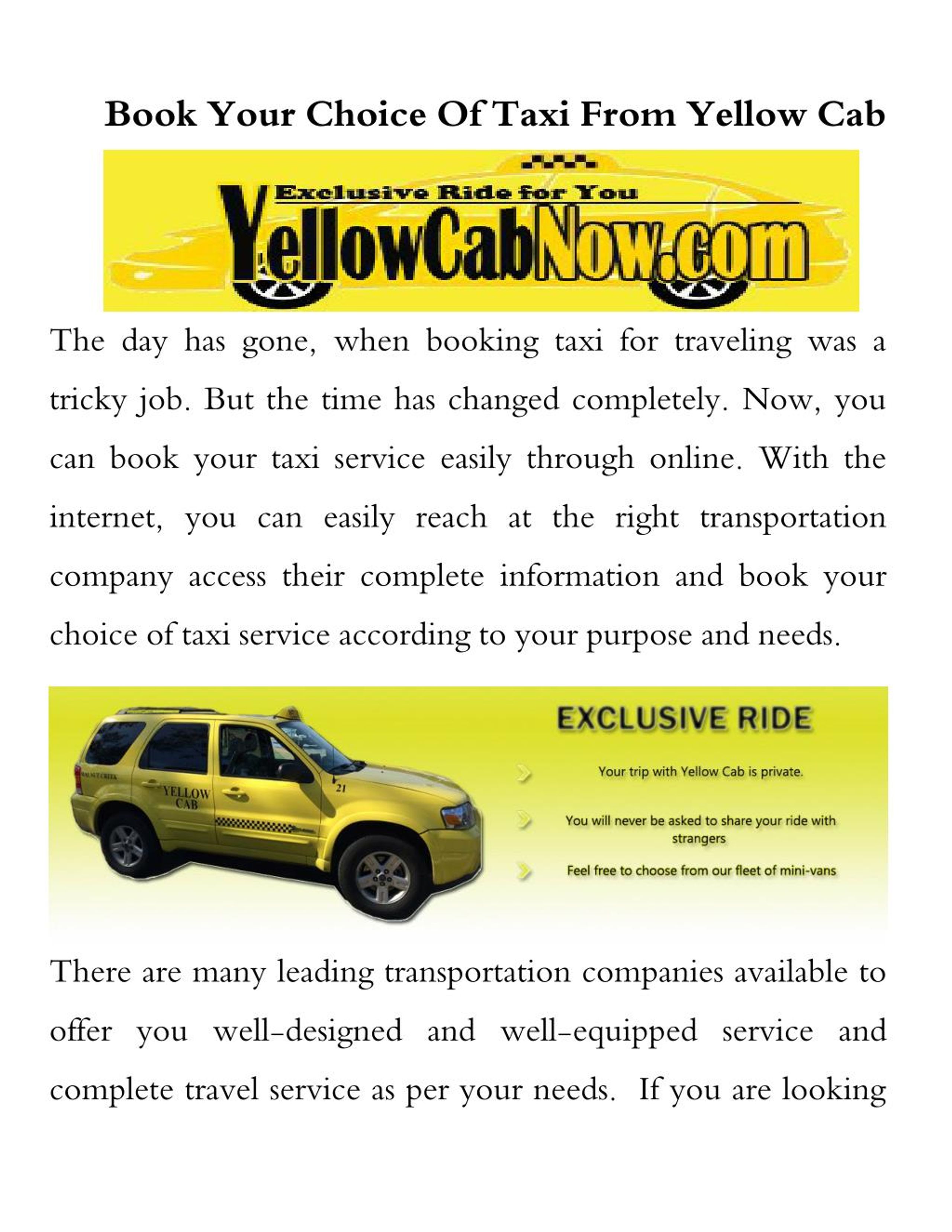 PPT Book your choice of taxi from yellow cab PowerPoint Presentation ID7366255