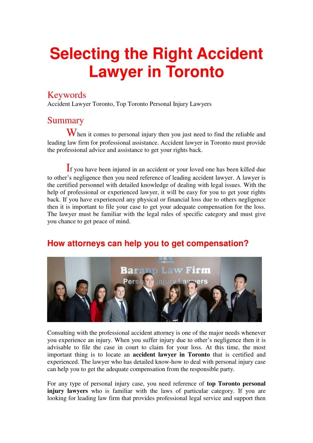 PPT Selecting the Right Accident Lawyer in Toronto PowerPoint