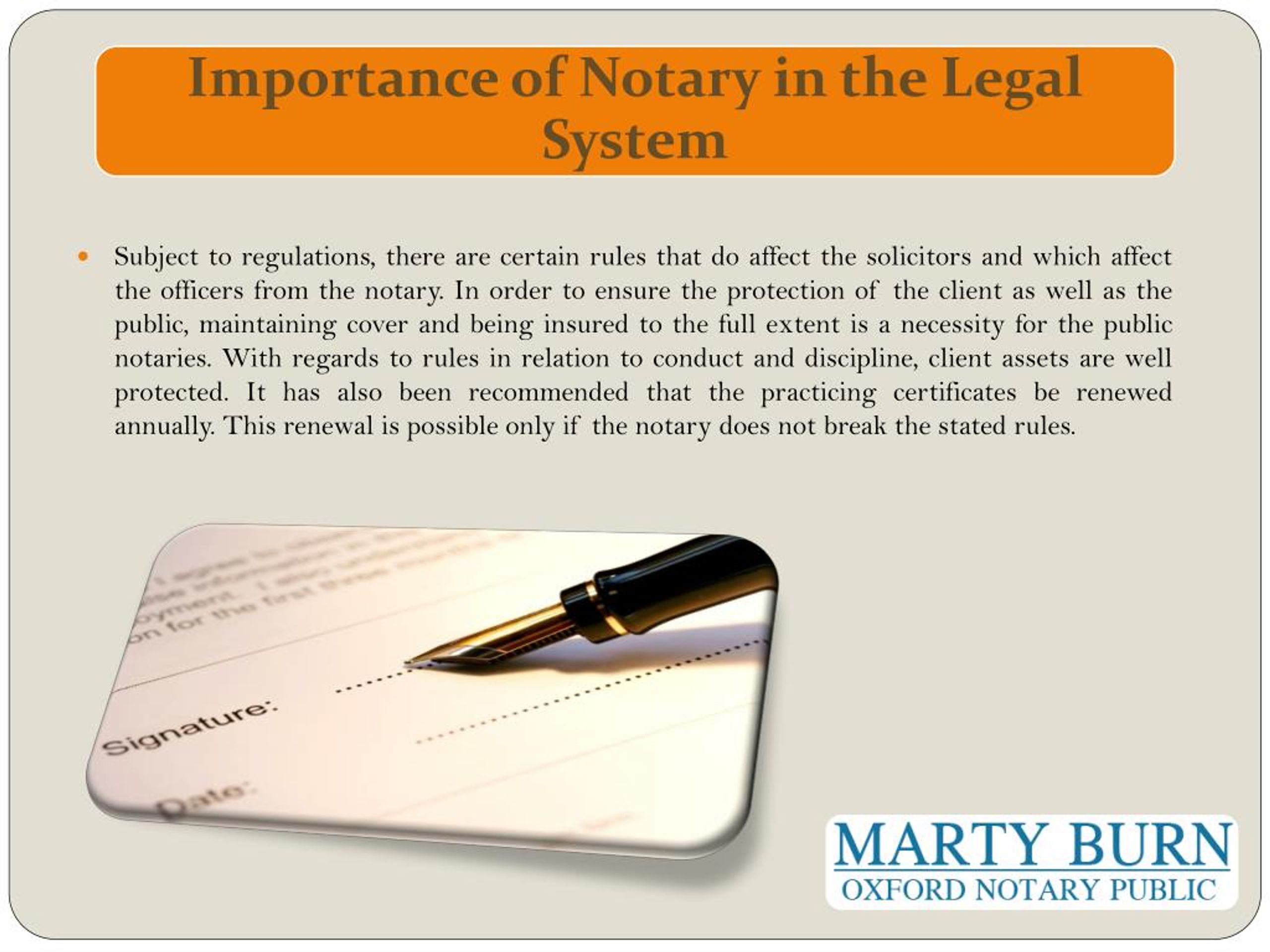 PPT Importance of Notary in the Legal System PowerPoint Presentation