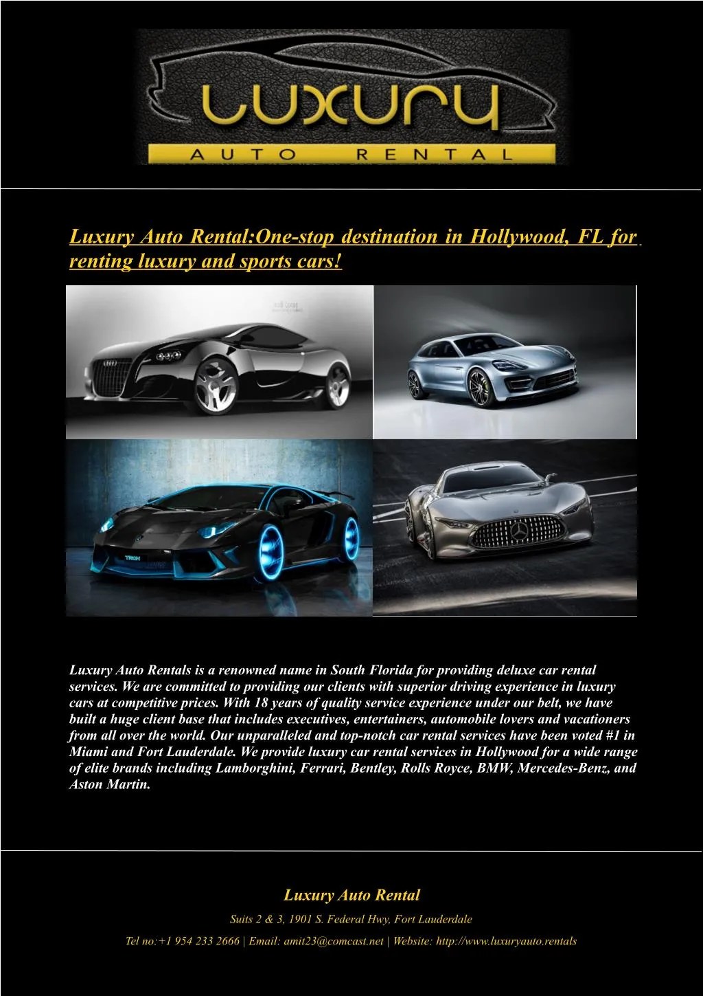 PPT Luxury Auto RentalOnestop destination in Hollywood, FL for