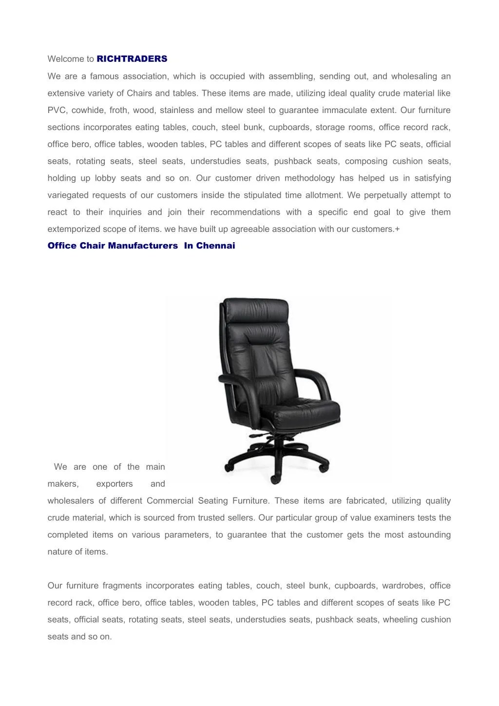 PPT Office Chair Manufacturers in Chennai, Chair Suppliers in Chennai