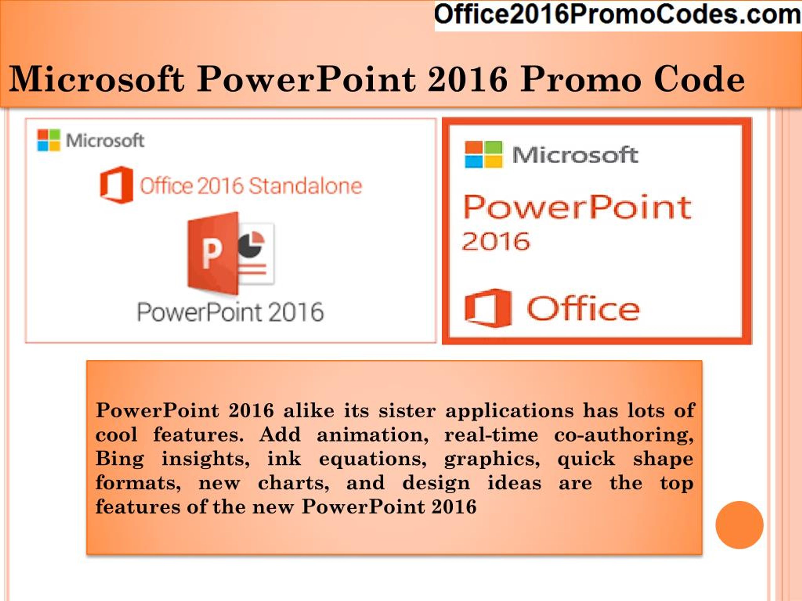 PPT Office 2016 Promo Codes Standalone PowerPoint Presentation, free