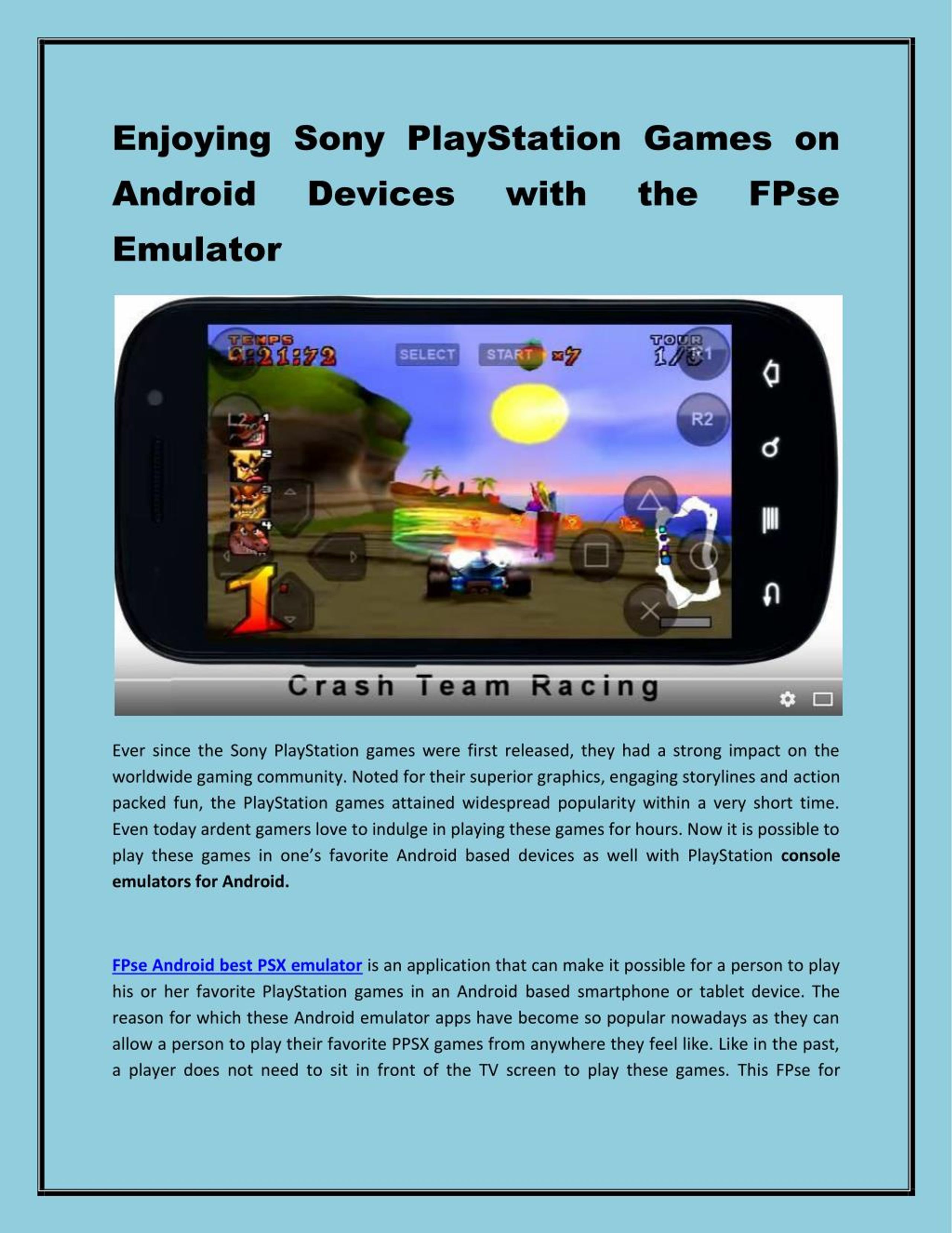 PPT Enjoying Sony PlayStation Games on Android Devices with FPse