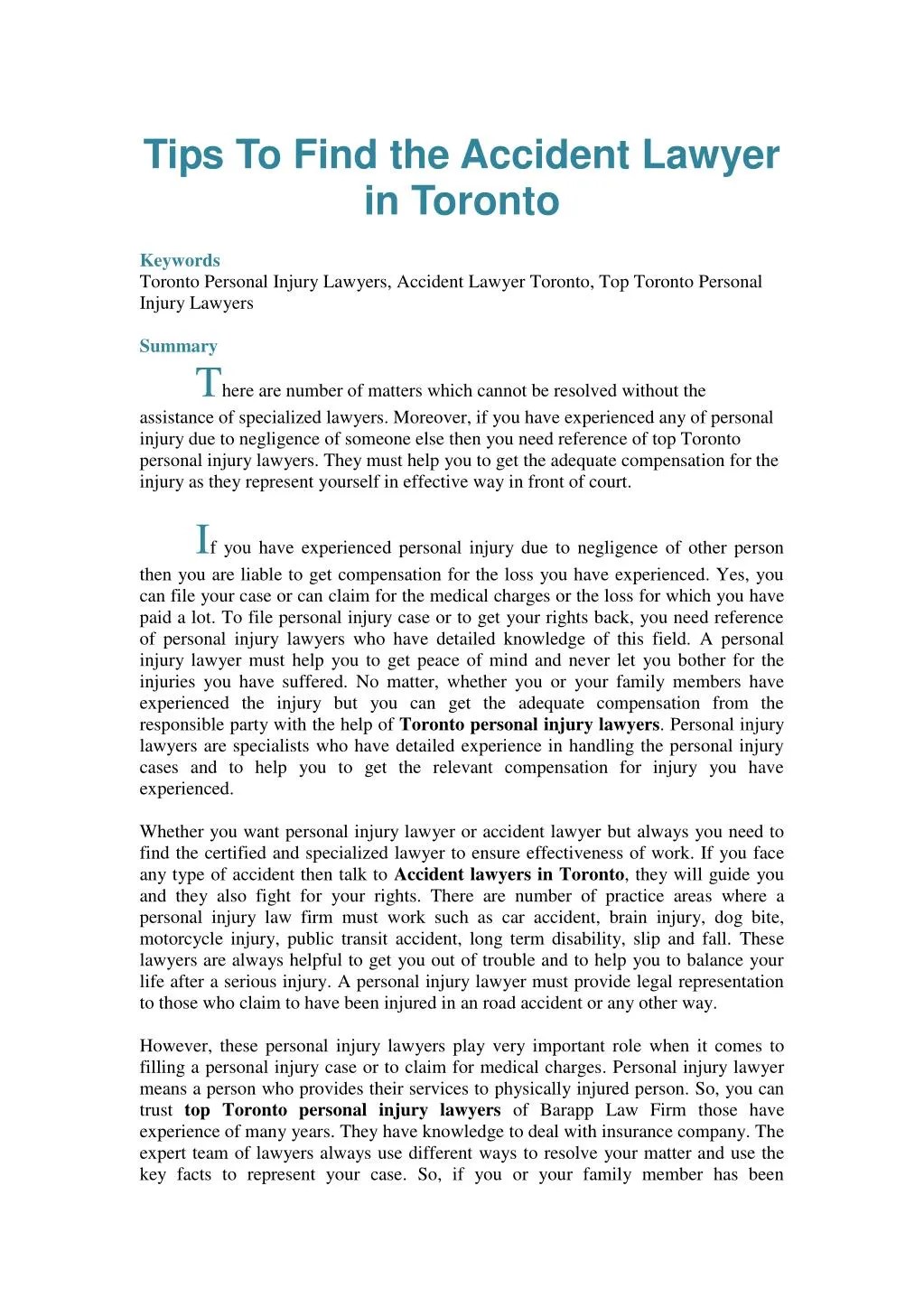 PPT Tips To Find the Accident Lawyer in Toronto PowerPoint