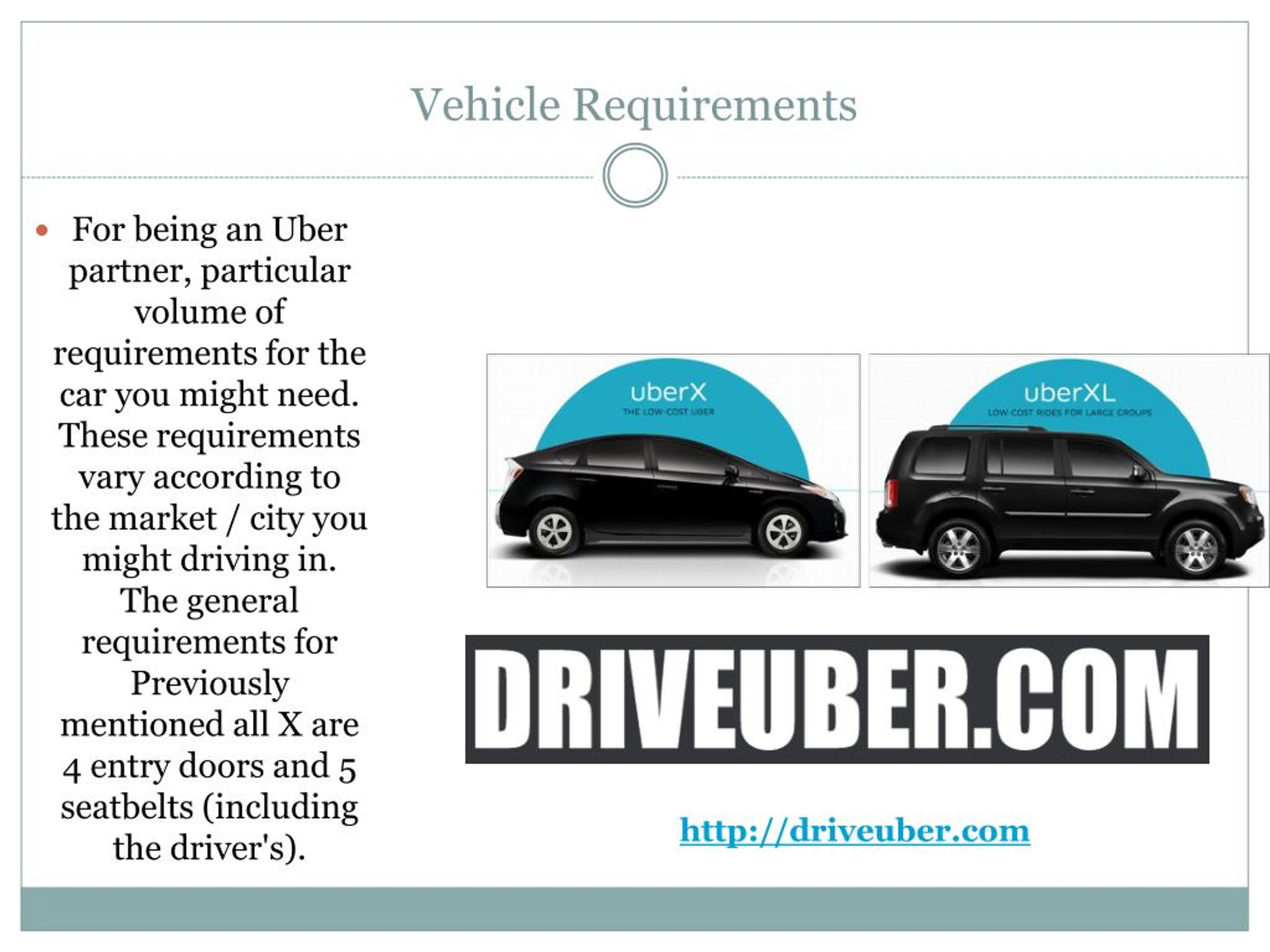 PPT Uber Vehicle Requirements PowerPoint Presentation, free download
