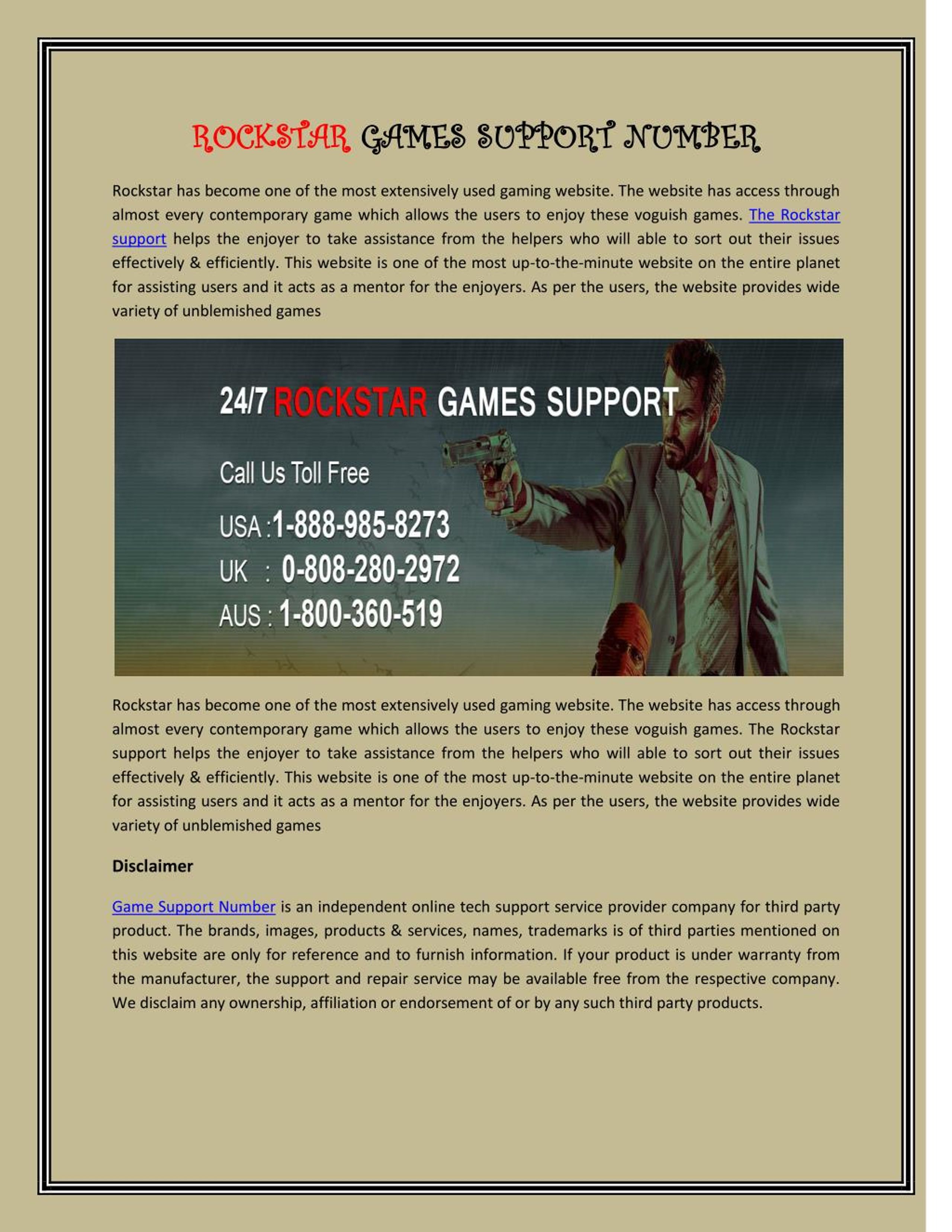 PPT Rockstar Game Support Number PowerPoint Presentation ID7371345