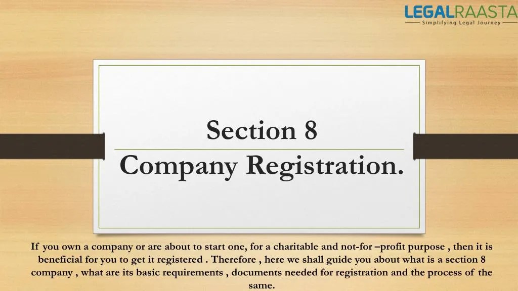 PPT Section 8 Company Registration PowerPoint Presentation, free