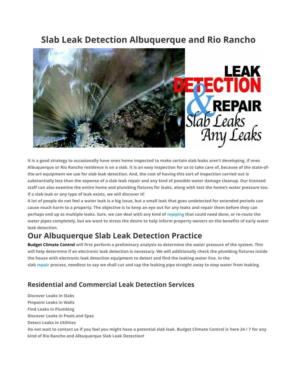 PPT Slab Leak Detection Albuquerque PowerPoint Presentation, free