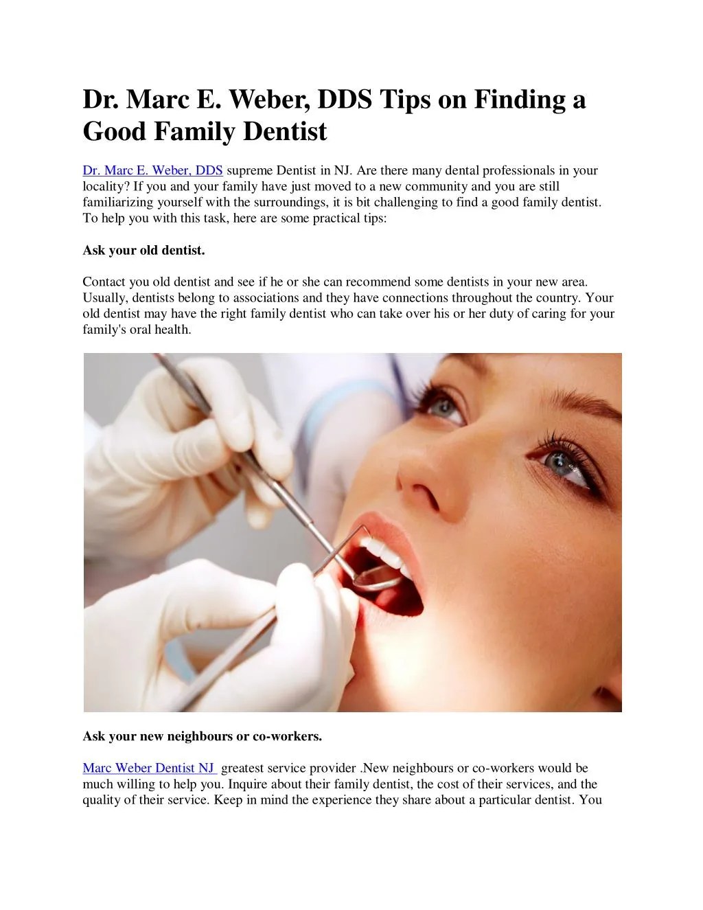 PPT Dr. Marc E. er, DDS Tips on Finding a Good Family Dentist