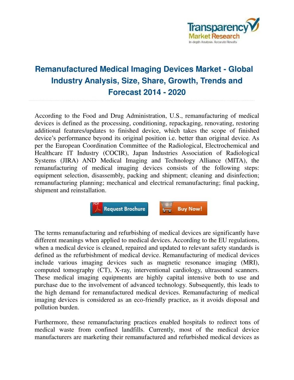 PPT Remanufactured Medical Imaging Devices Market New Tech