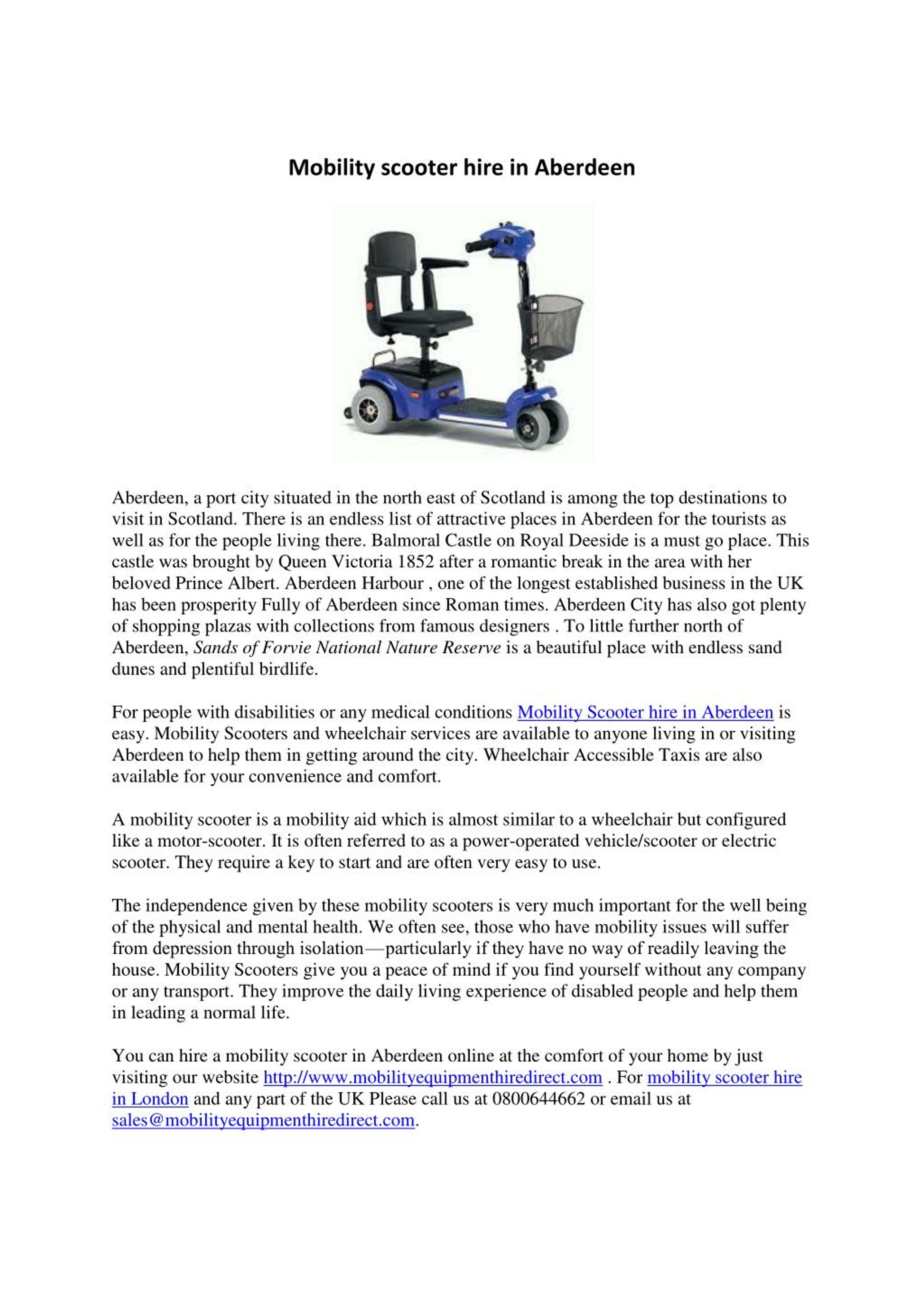 PPT mobility Scooter Hire in Aberdeen PowerPoint Presentation, free