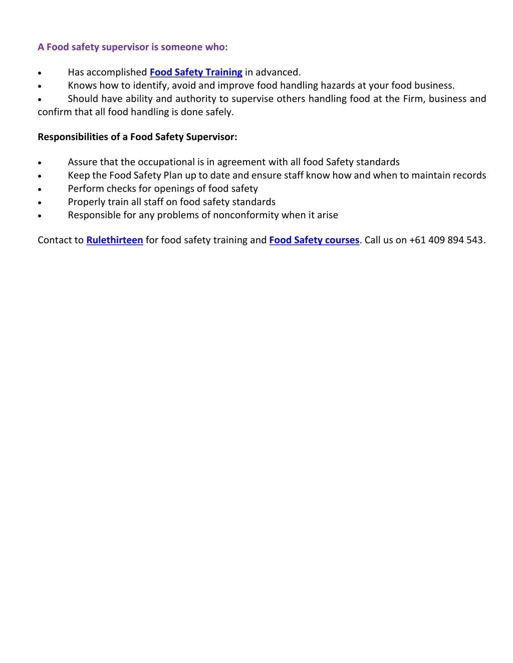 PPT Food Safety Supervisor Responsibilities PowerPoint Presentation ID7381460