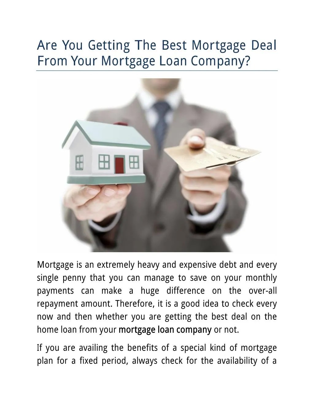 PPT Are You Getting The Best Mortgage Deal From Your Mortgage Loan