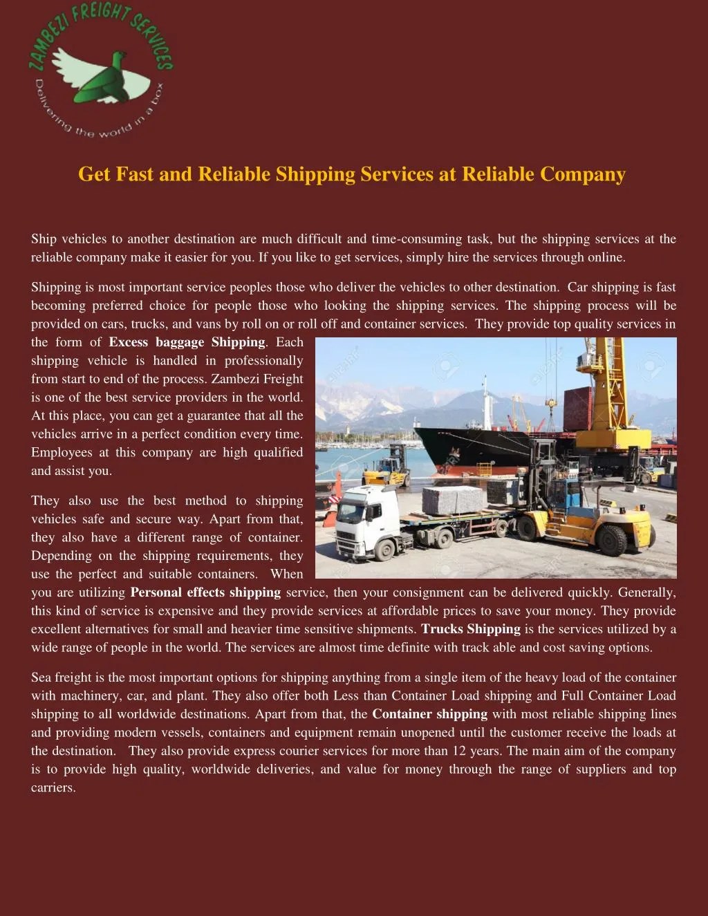 PPT Get fast and reliable shipping services at reliable company