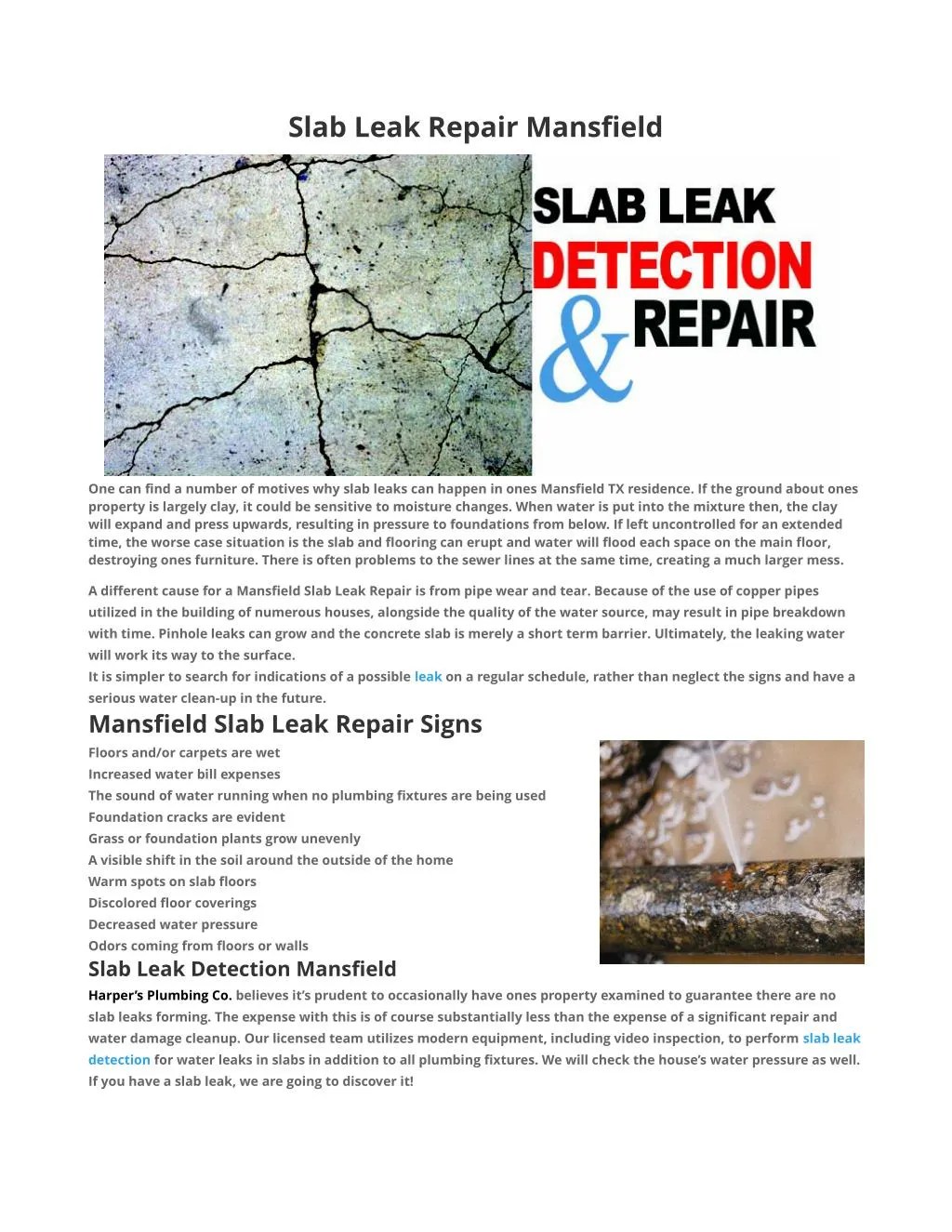PPT Slab Leak Repair Mansfield TX PowerPoint Presentation, free