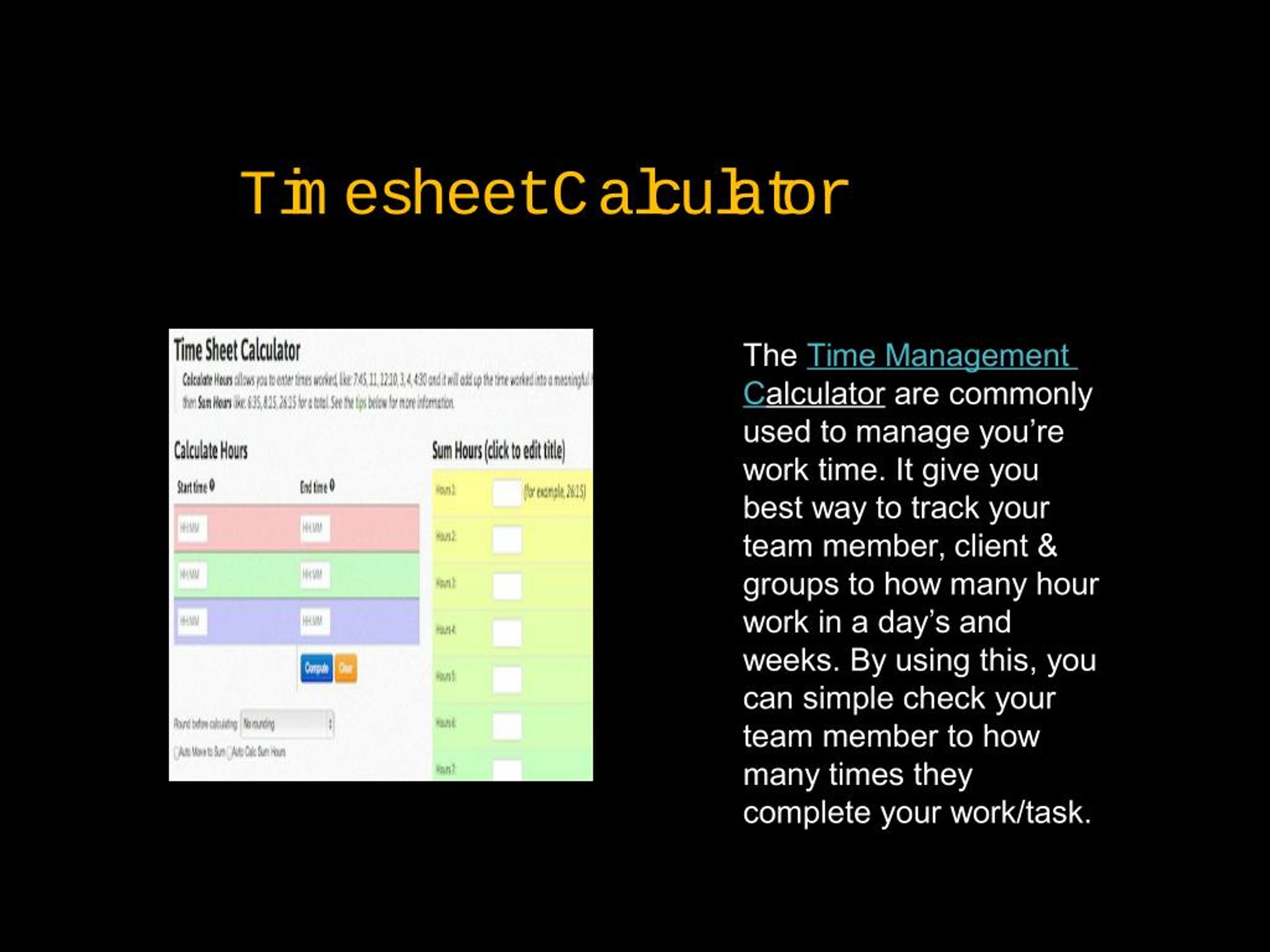 PPT Timesheet Calculator PowerPoint Presentation, free download ID