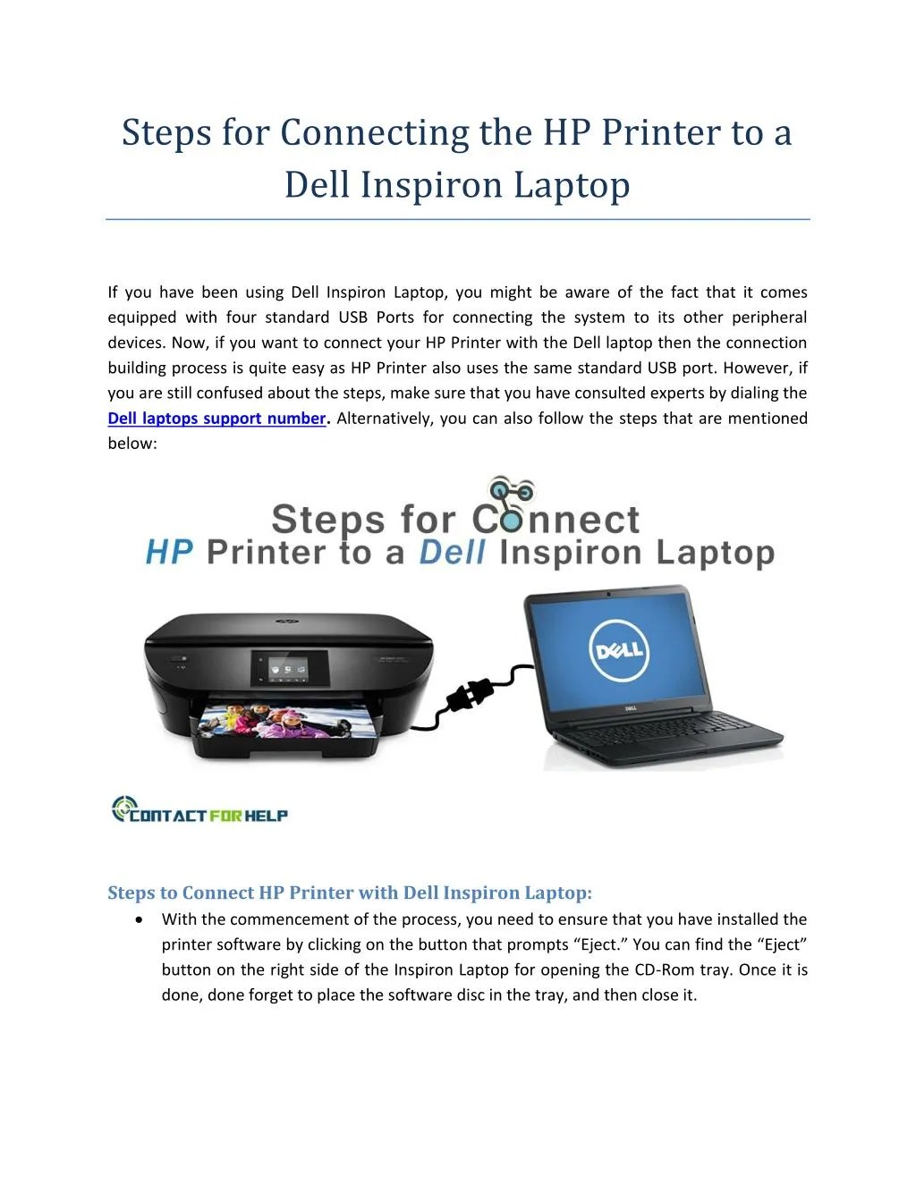 PPT Steps for Connecting the HP Printer to a Dell Inspiron Laptop