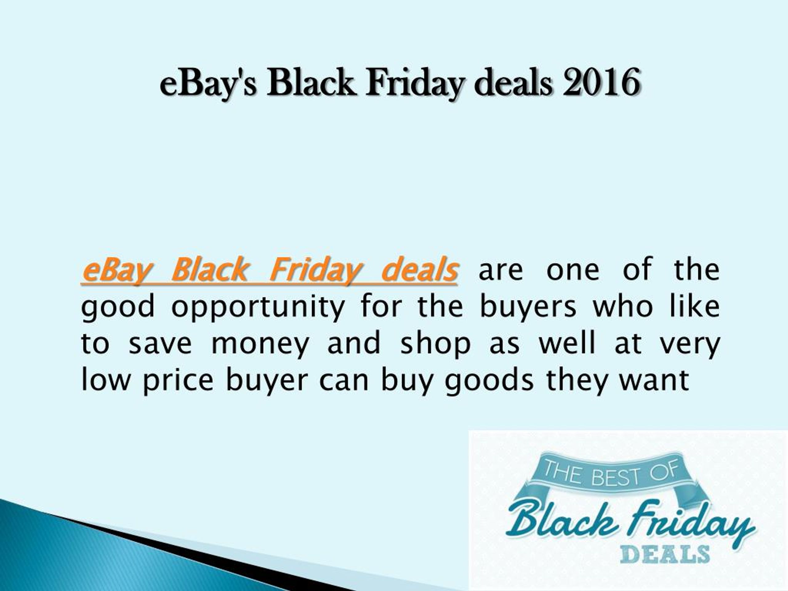 PPT eBay's Black Friday deals include TVs, iPads, and Laptops