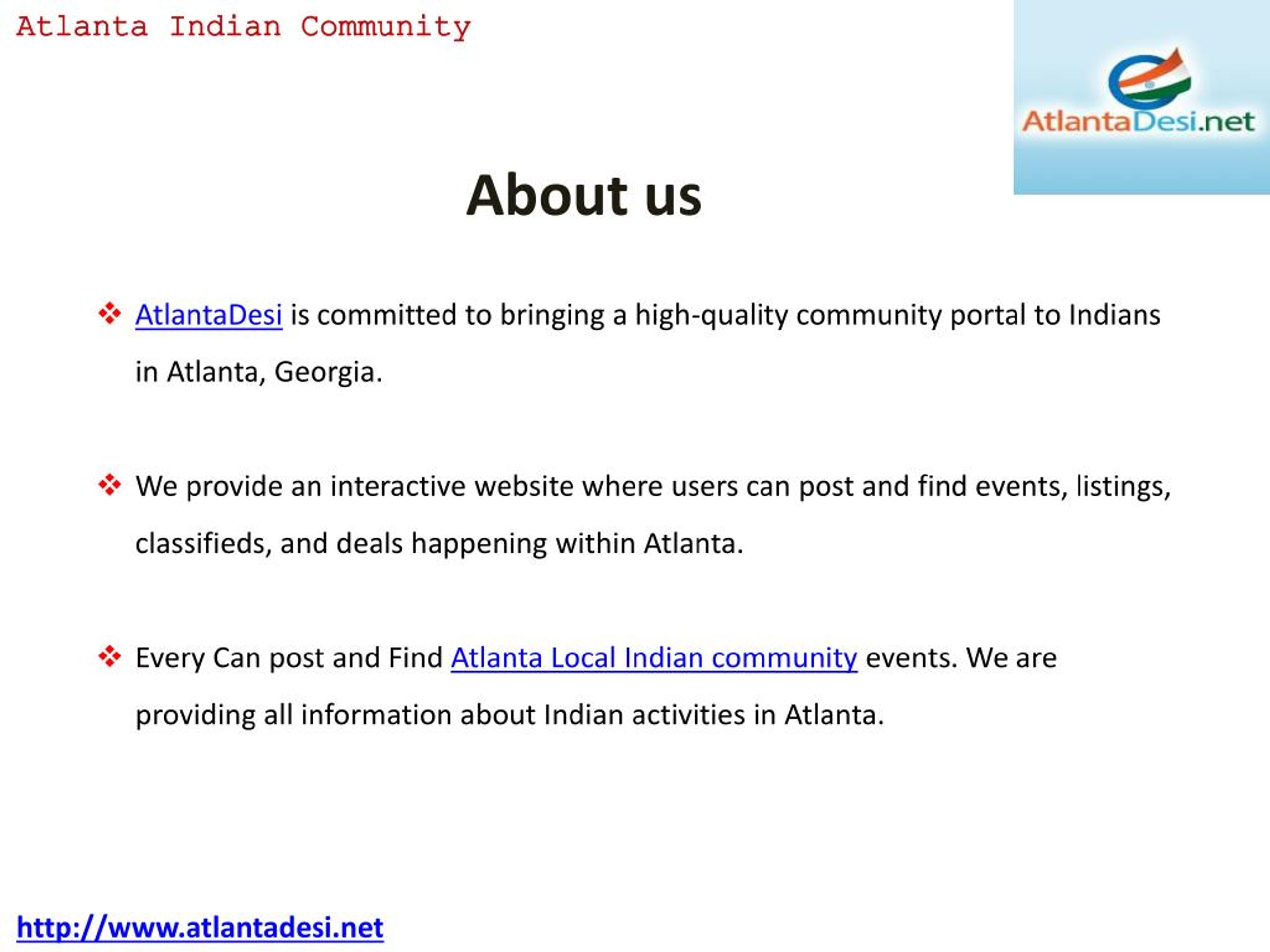 PPT AtlantaDesi Atlanta Indian Community PowerPoint Presentation