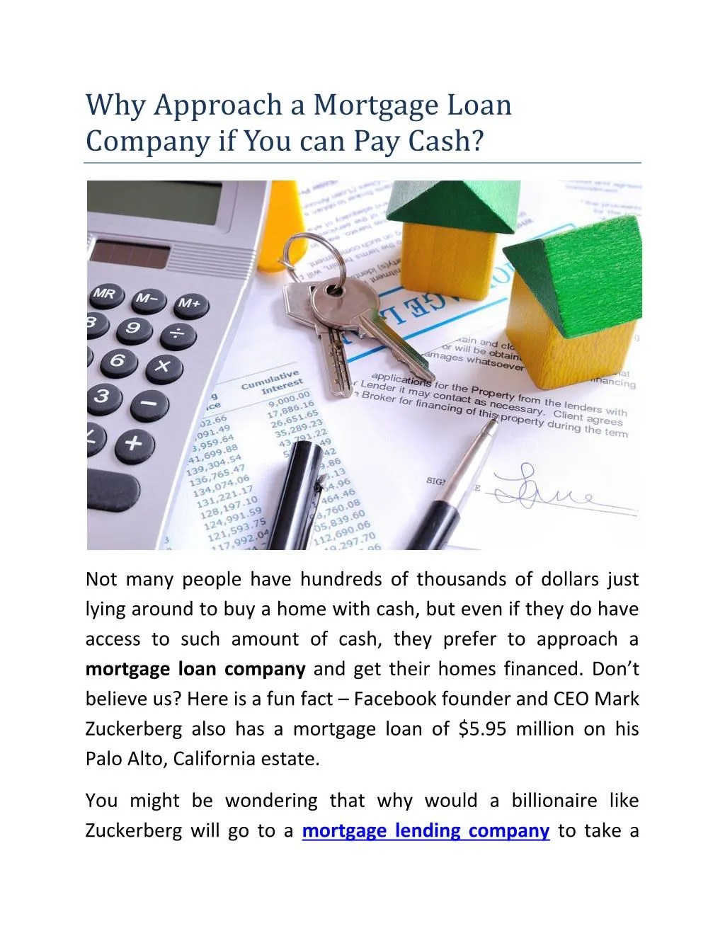 PPT Why Approach a Mortgage Loan Company if You can Pay Cash