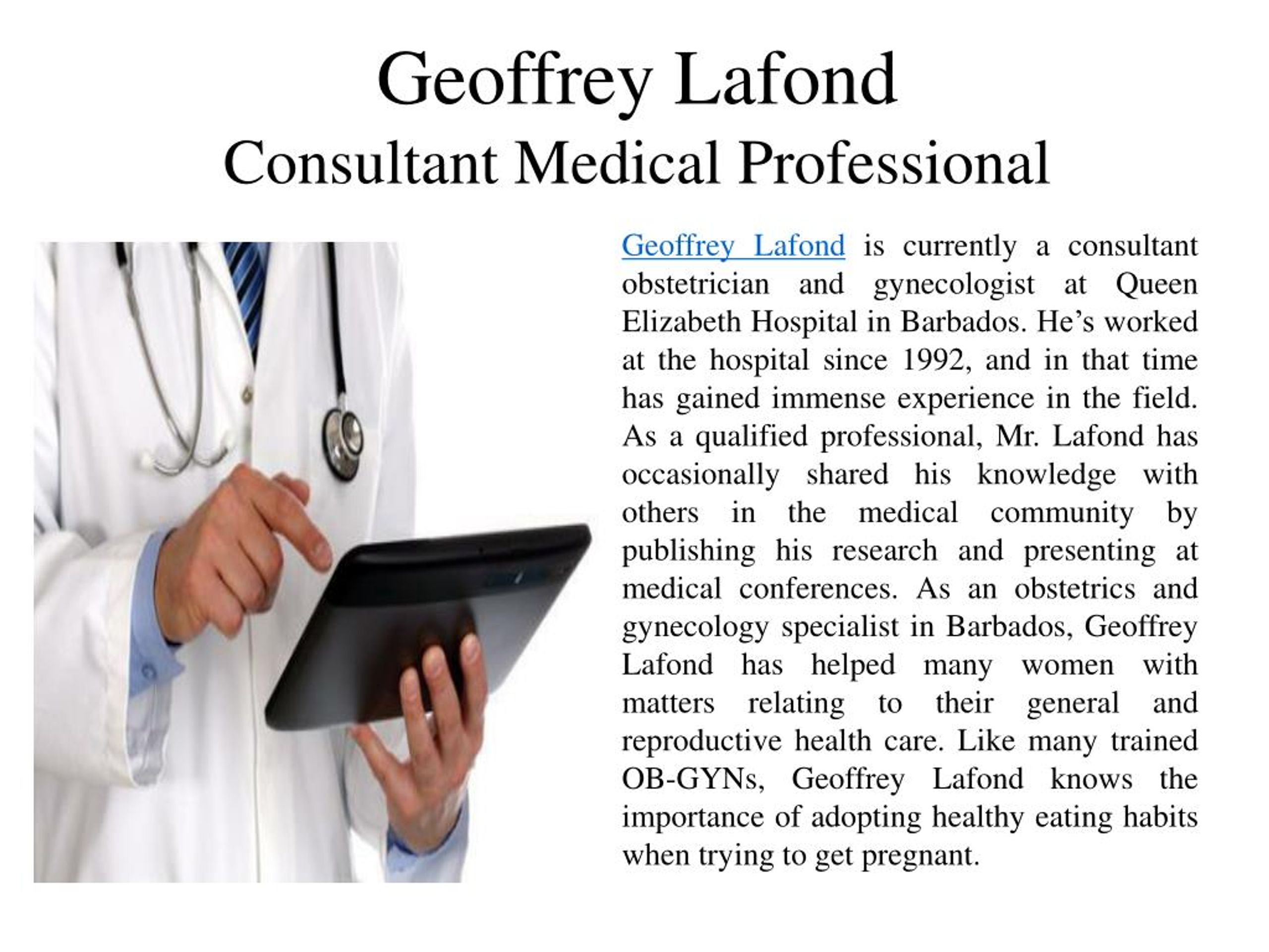 PPT Geoffrey Lafond Educated Professional PowerPoint Presentation
