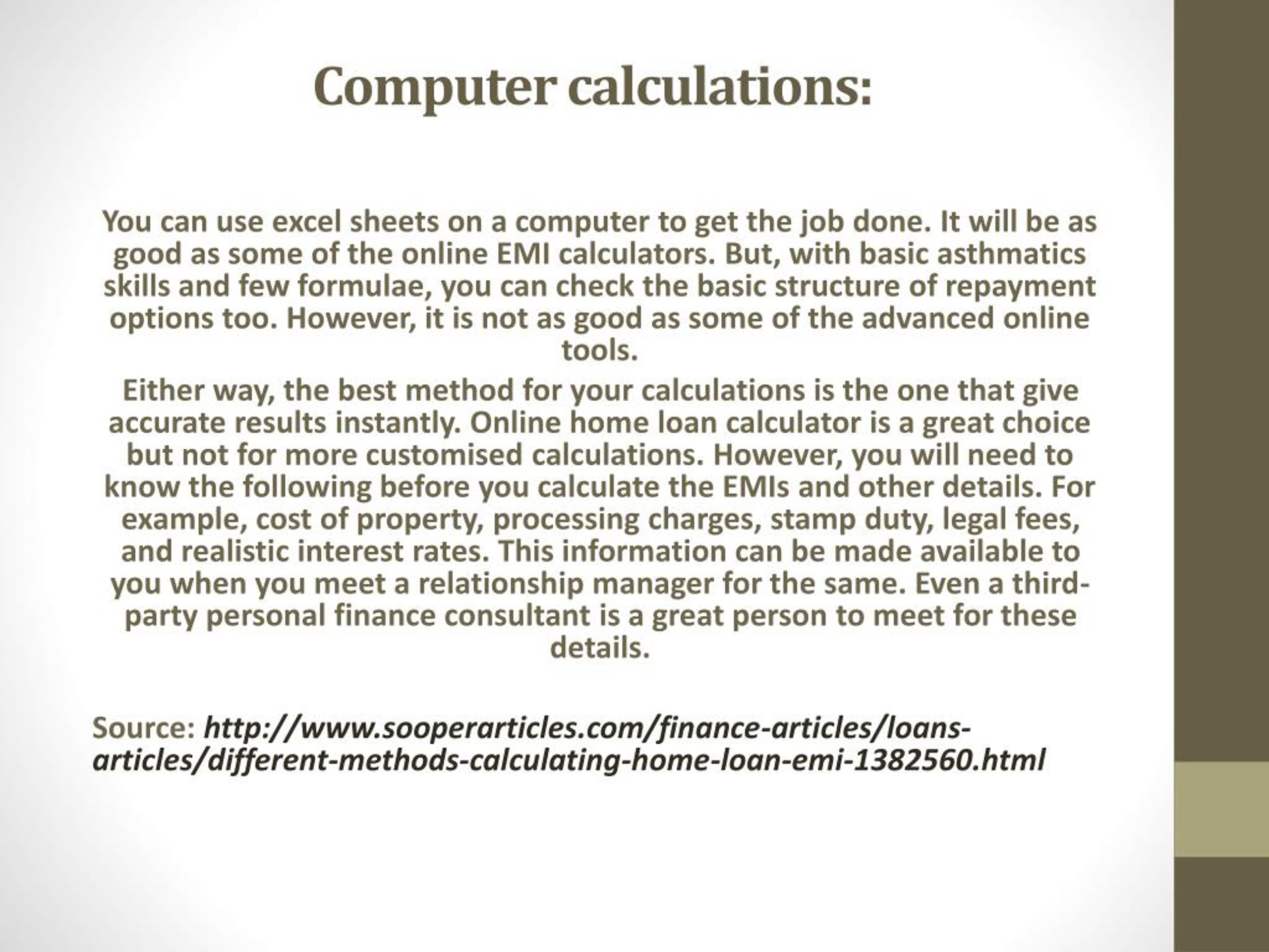PPT The Different Methods Of Calculating Home Loan EMI PowerPoint