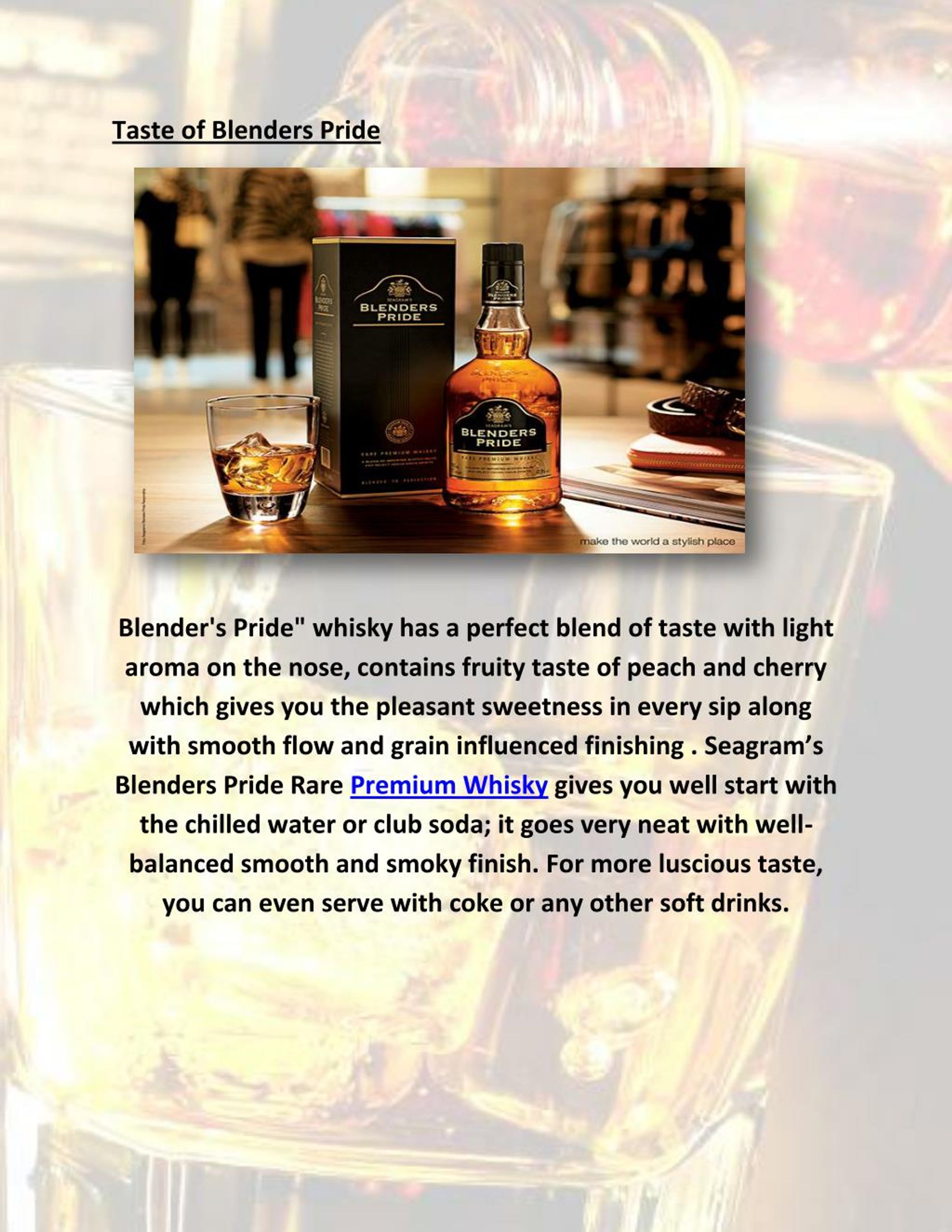 PPT Blenders Pride Premium Whisky Price, Review and Company Profile