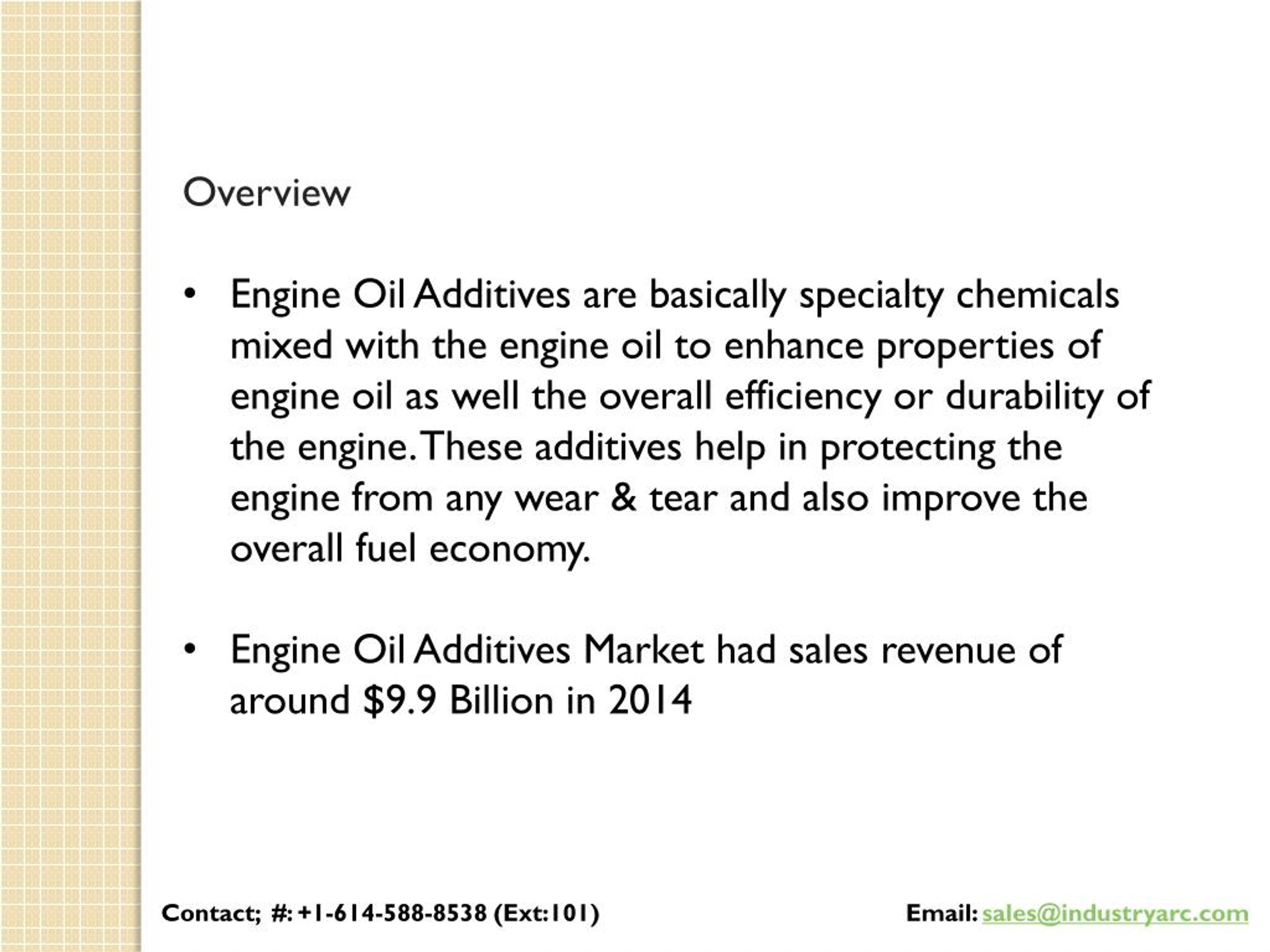 PPT Engine Oil Additives Market Americas are the leading market