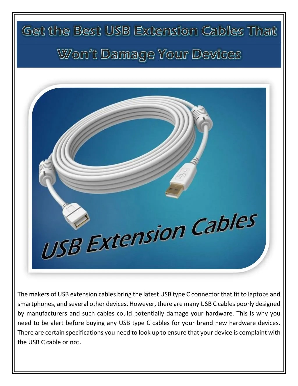 PPT Get the Best USB Extension Cables That Won’t Damage Your Devices PowerPoint Presentation