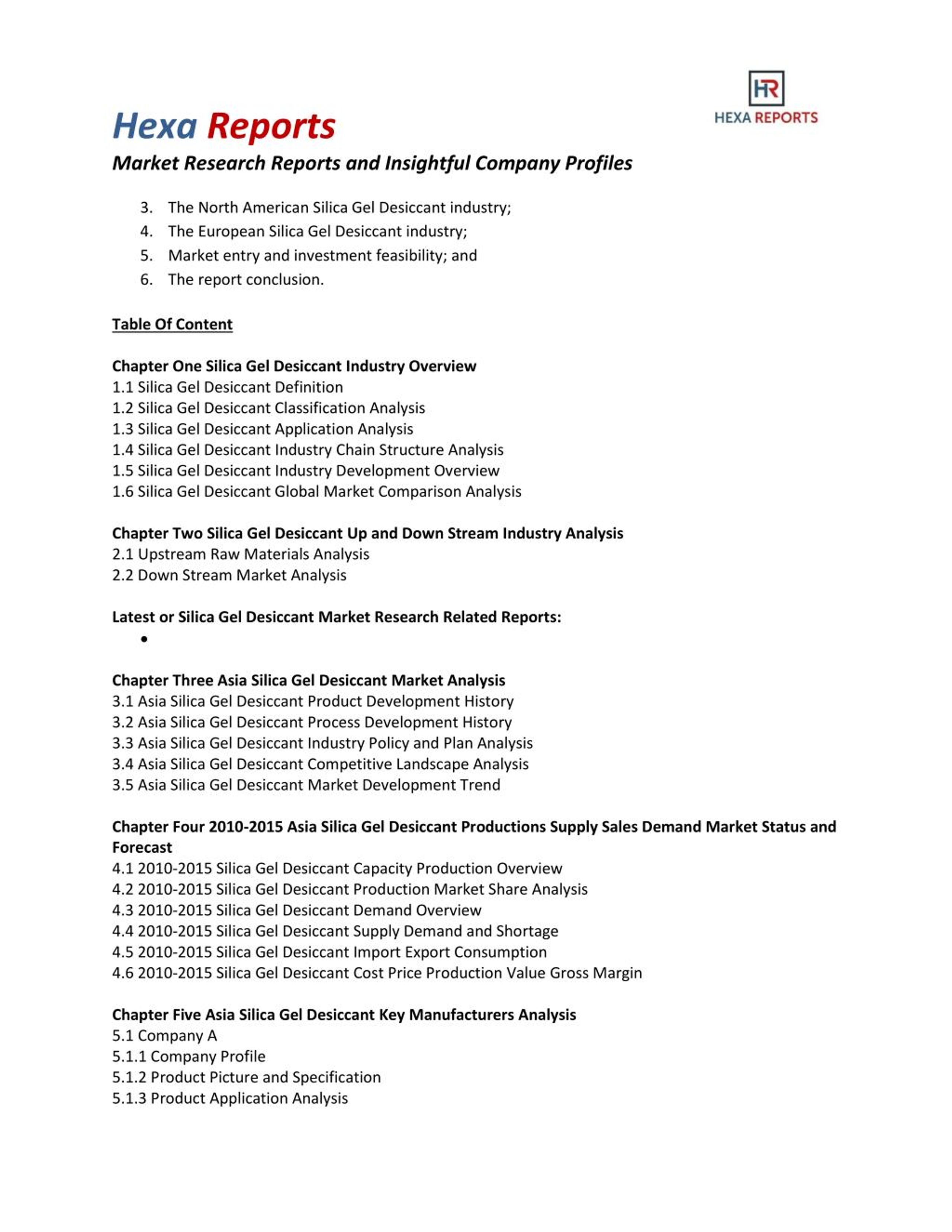 PPT Global Silica Gel Desiccant Market Share 2015 Industry Research Report By Hexa Reports