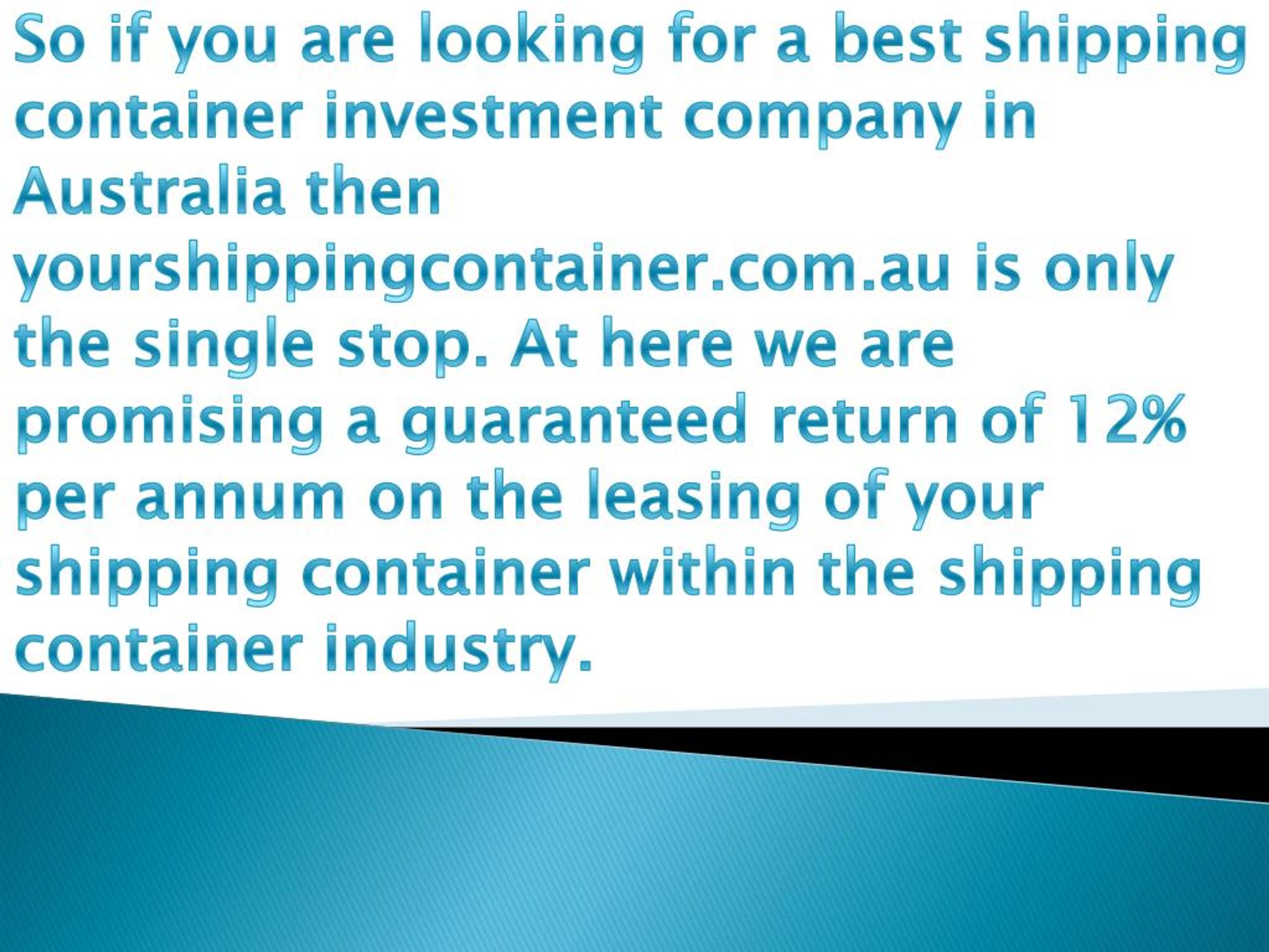 PPT Shipping Container Investment Opportunities in Australia