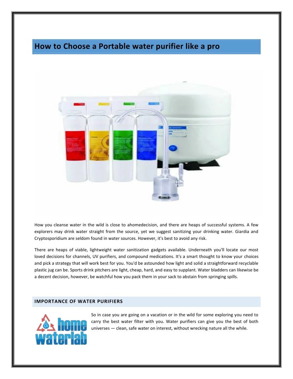 PPT How to choose a Portable water purifier like a pro PowerPoint