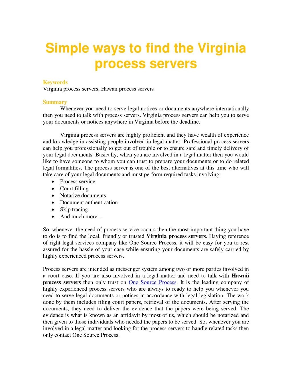 PPT Simple ways to find the Virginia process servers PowerPoint
