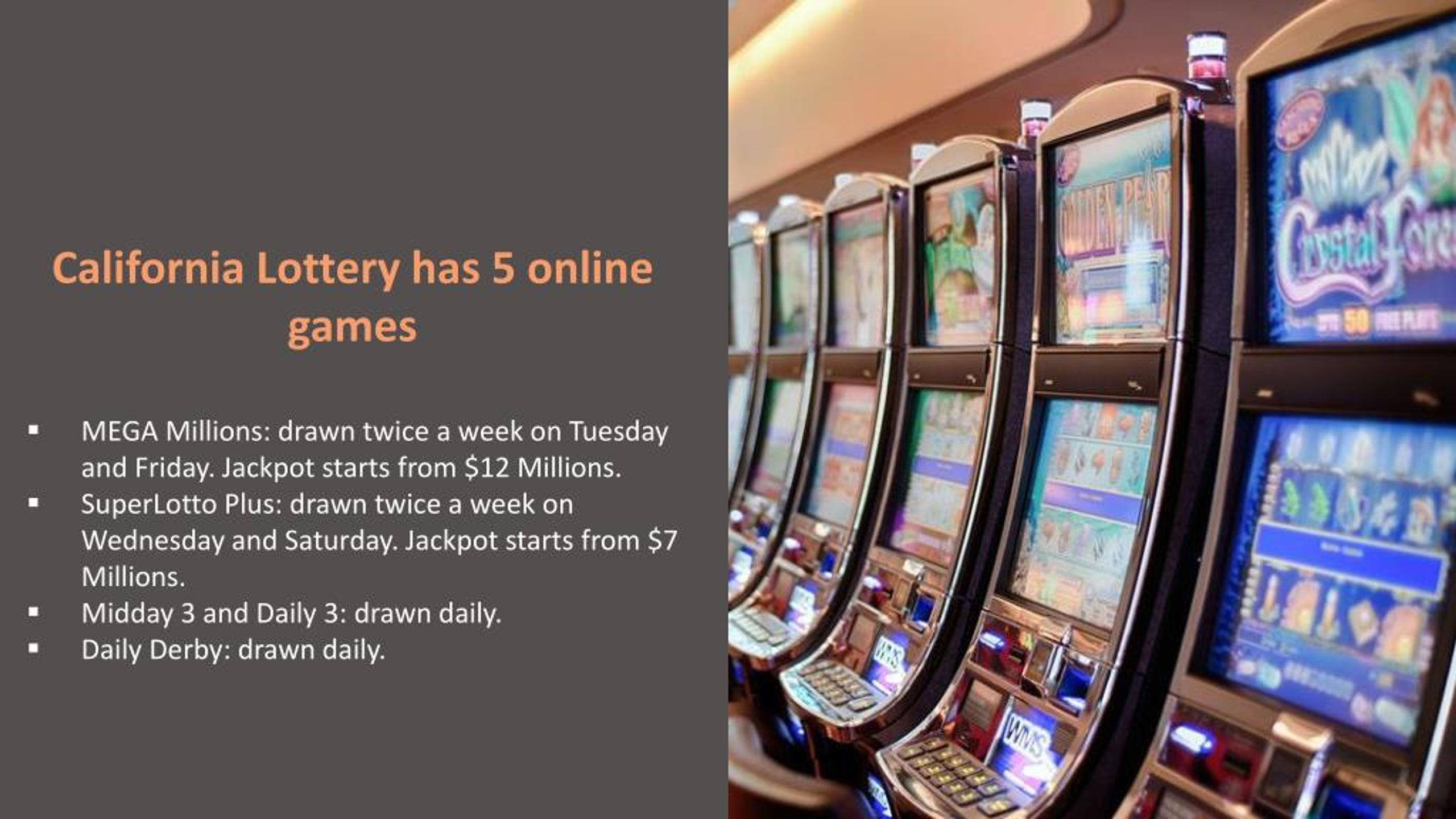 PPT California Lottery, CA Lotto Information, Contact, Drawing Schedule, site PowerPoint