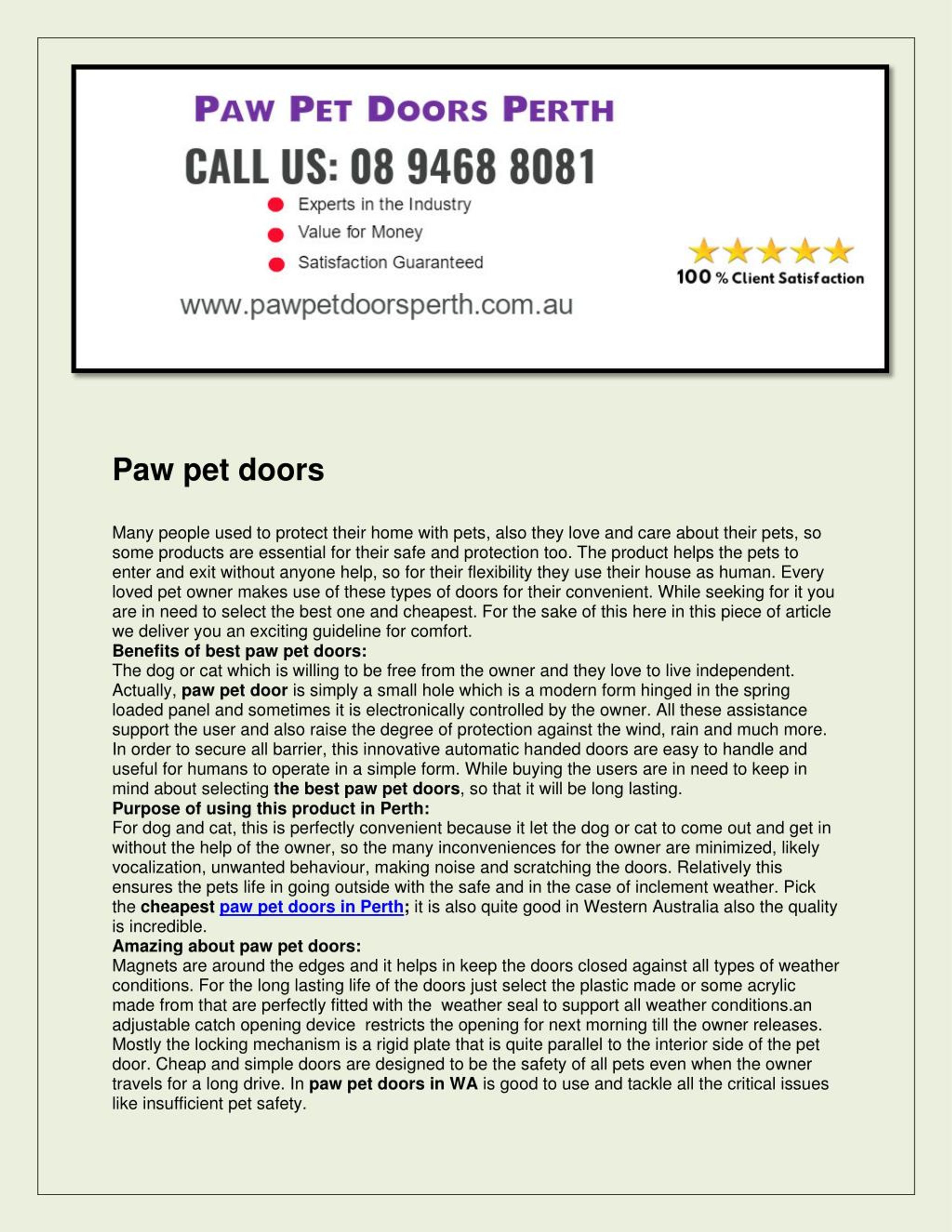 PPT Paw Pet Doors Perth PowerPoint Presentation, free download ID7408472