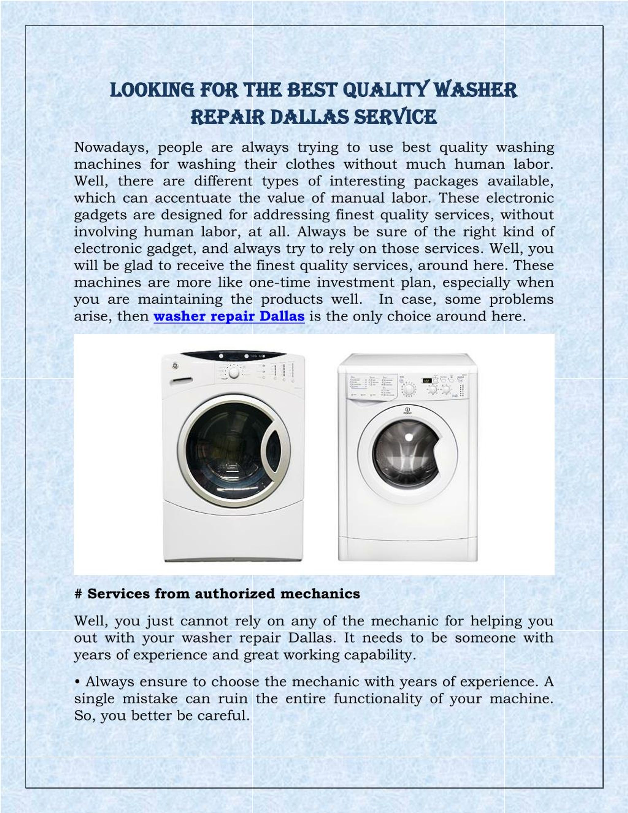 PPT Looking For The Best Quality Washer Repair Dallas Service