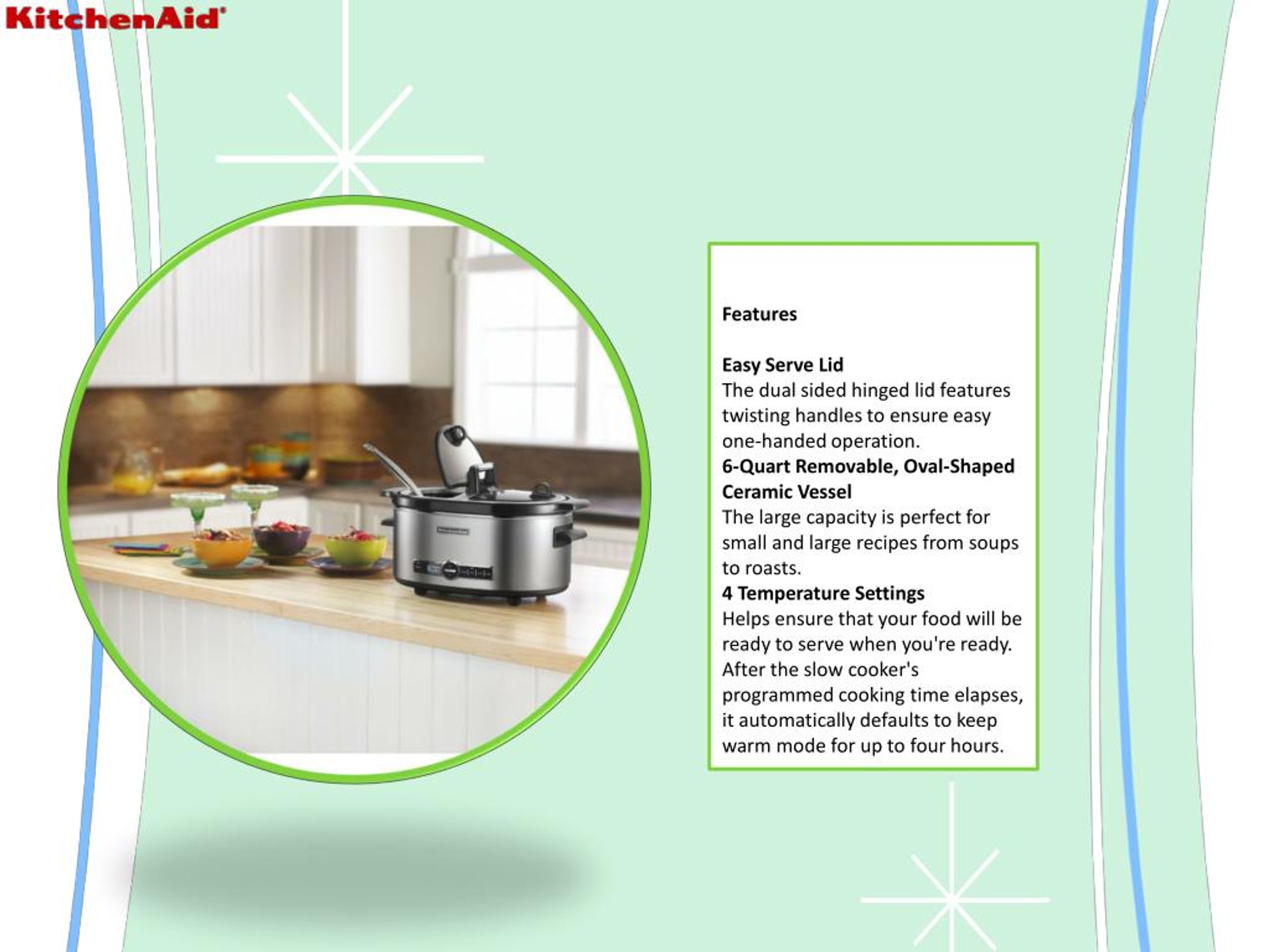 PPT KitchenAid Slow Cooker with Easy Serve Glass Lid & 24hour