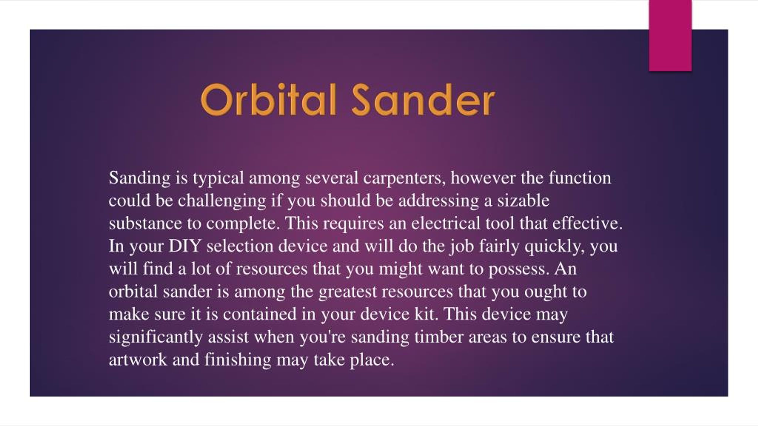 PPT - Orbital sander PowerPoint Presentation, free download - ID:7412422