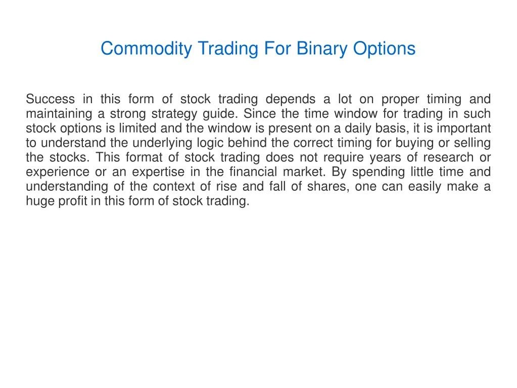 PPT Commodity Trading For Binary Options PowerPoint Presentation