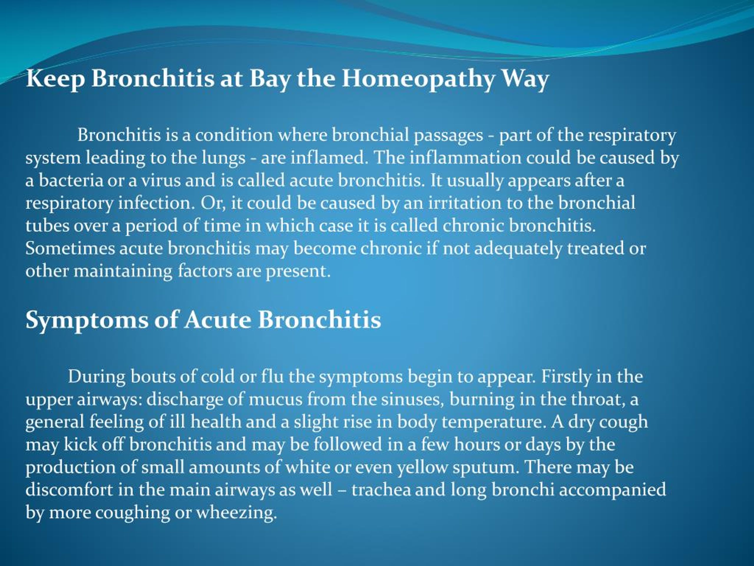 PPT Homeopathy for Bronchitis PowerPoint Presentation, free download
