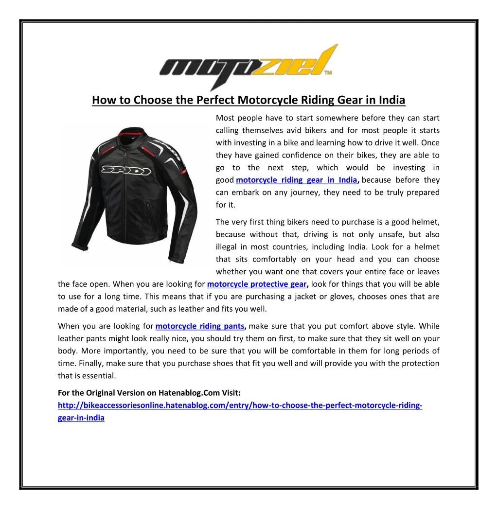 PPT How to Choose the Perfect Motorcycle Riding Gear in India