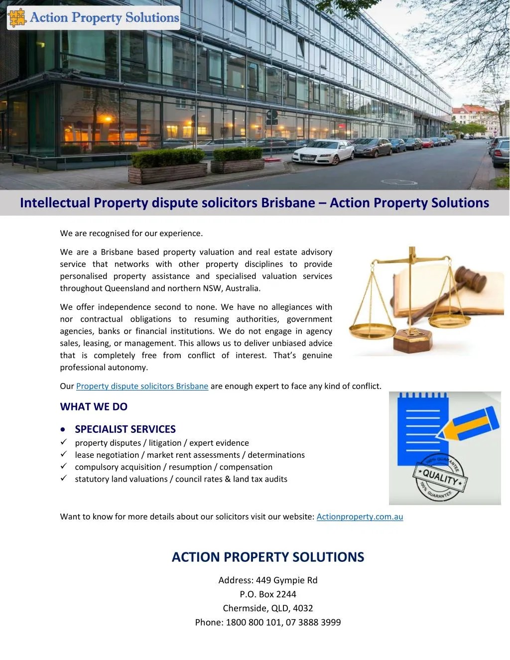 PPT Intellectual Property dispute solicitors Brisbane Action