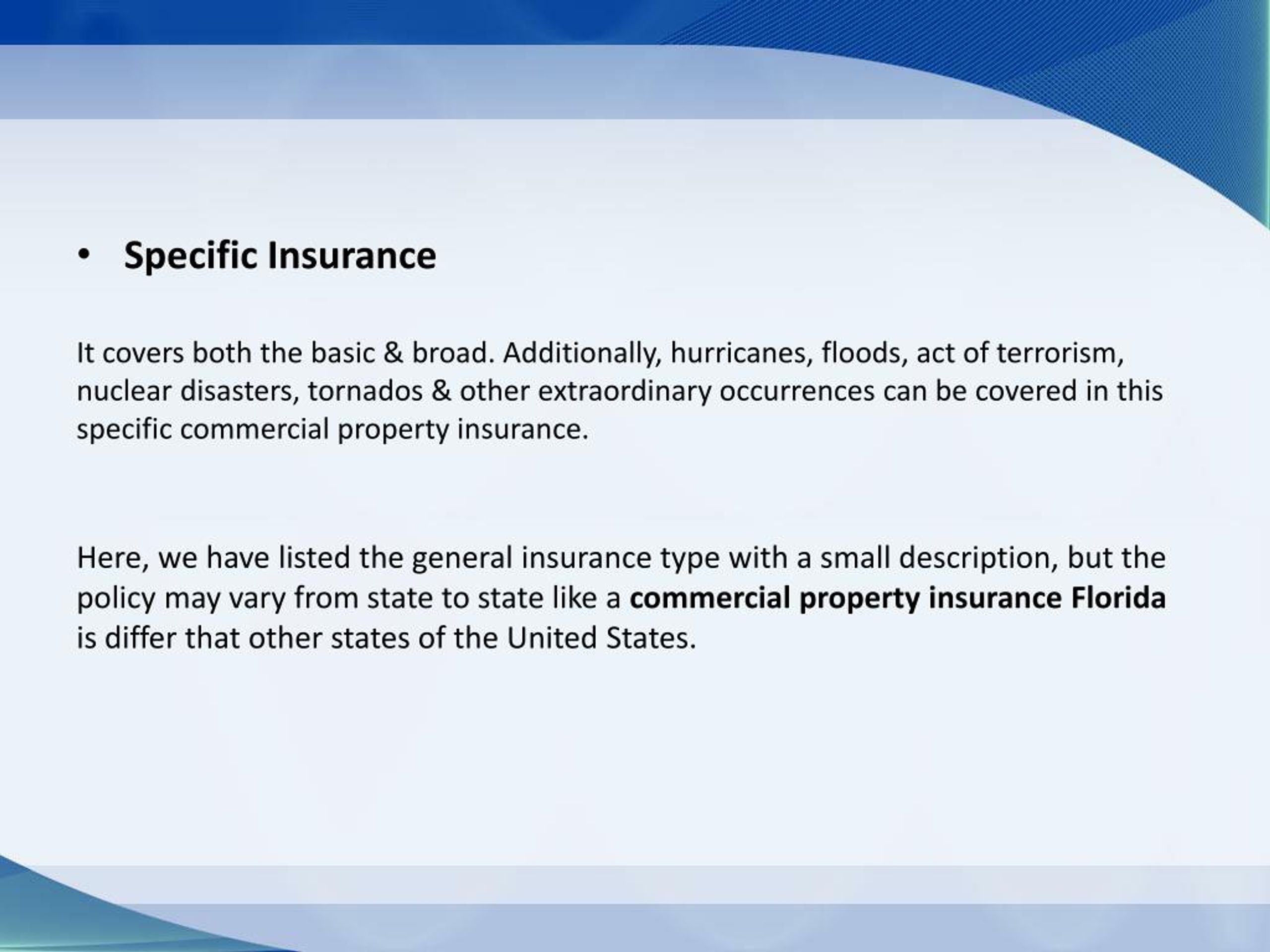 PPT Discover Commercial Property Insurance in Florida that Cover Your Situation PowerPoint